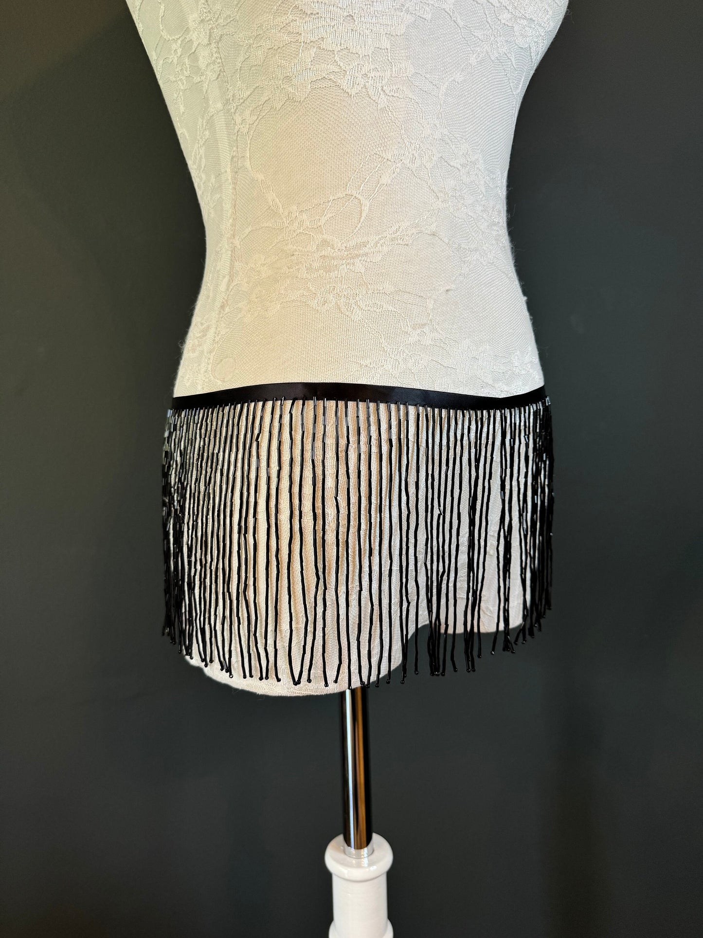 X-long Belt, Glass Beaded Fringe Belt, 8 colours, Sizes 18 to 60 inch, FAN Design, Fashion, Costume, Dance, Festival, 6” Long Fringe Belt