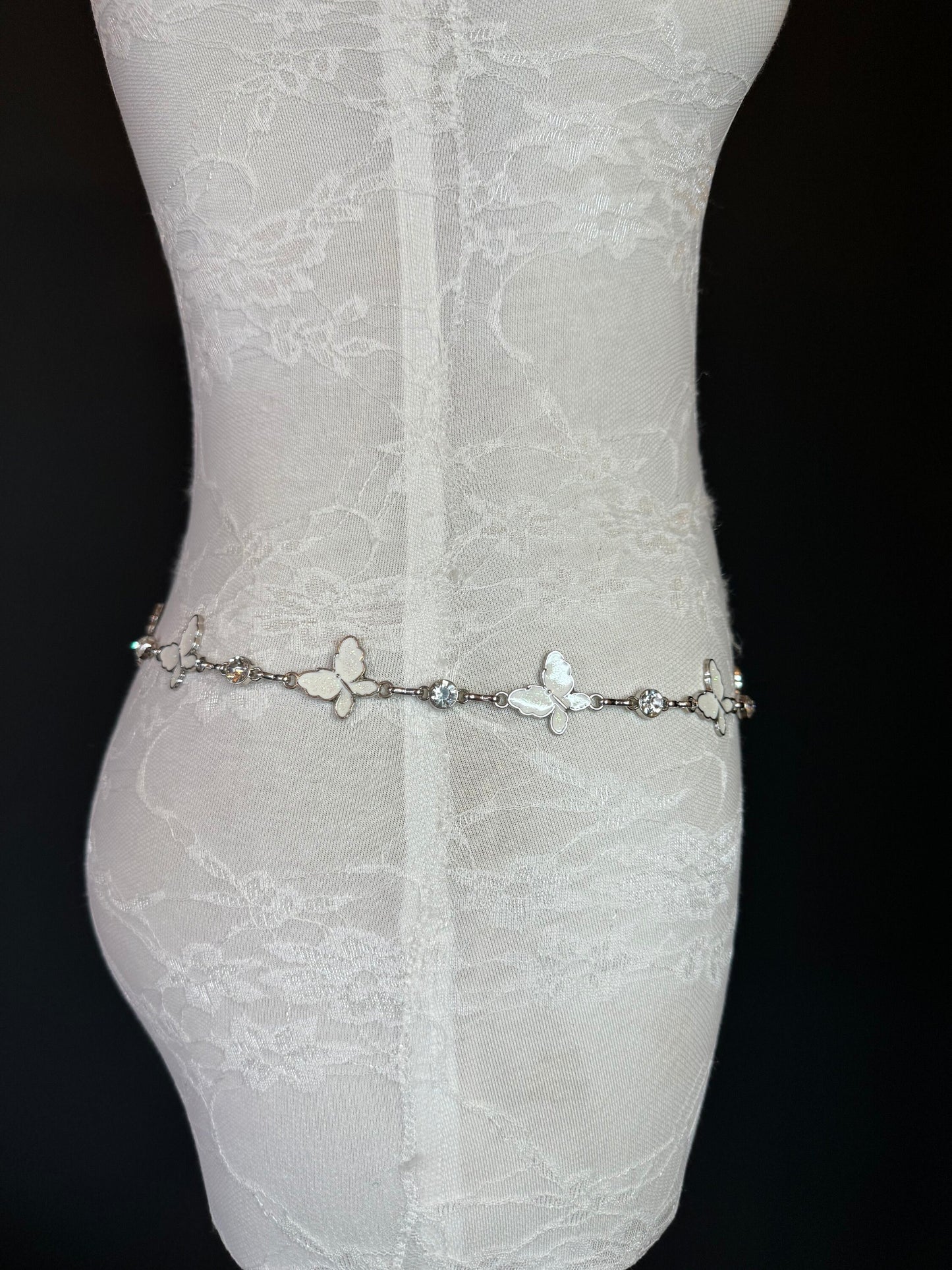 X-long Belt, Butterfly Silver Colour Metal Belt, Teen Sizes, Size 18”-60”, Fan Design, Fan Collection, Gift, Fashion Accessory, Swimwear