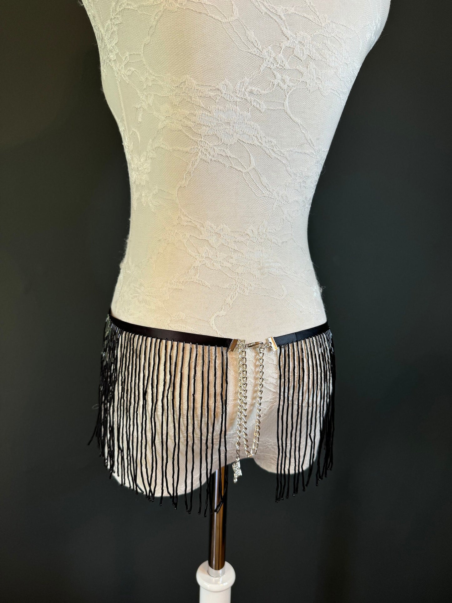 X-long Belt, Glass Beaded Fringe Belt, 8 colours, Sizes 18 to 60 inch, FAN Design, Fashion, Costume, Dance, Festival, 6” Long Fringe Belt