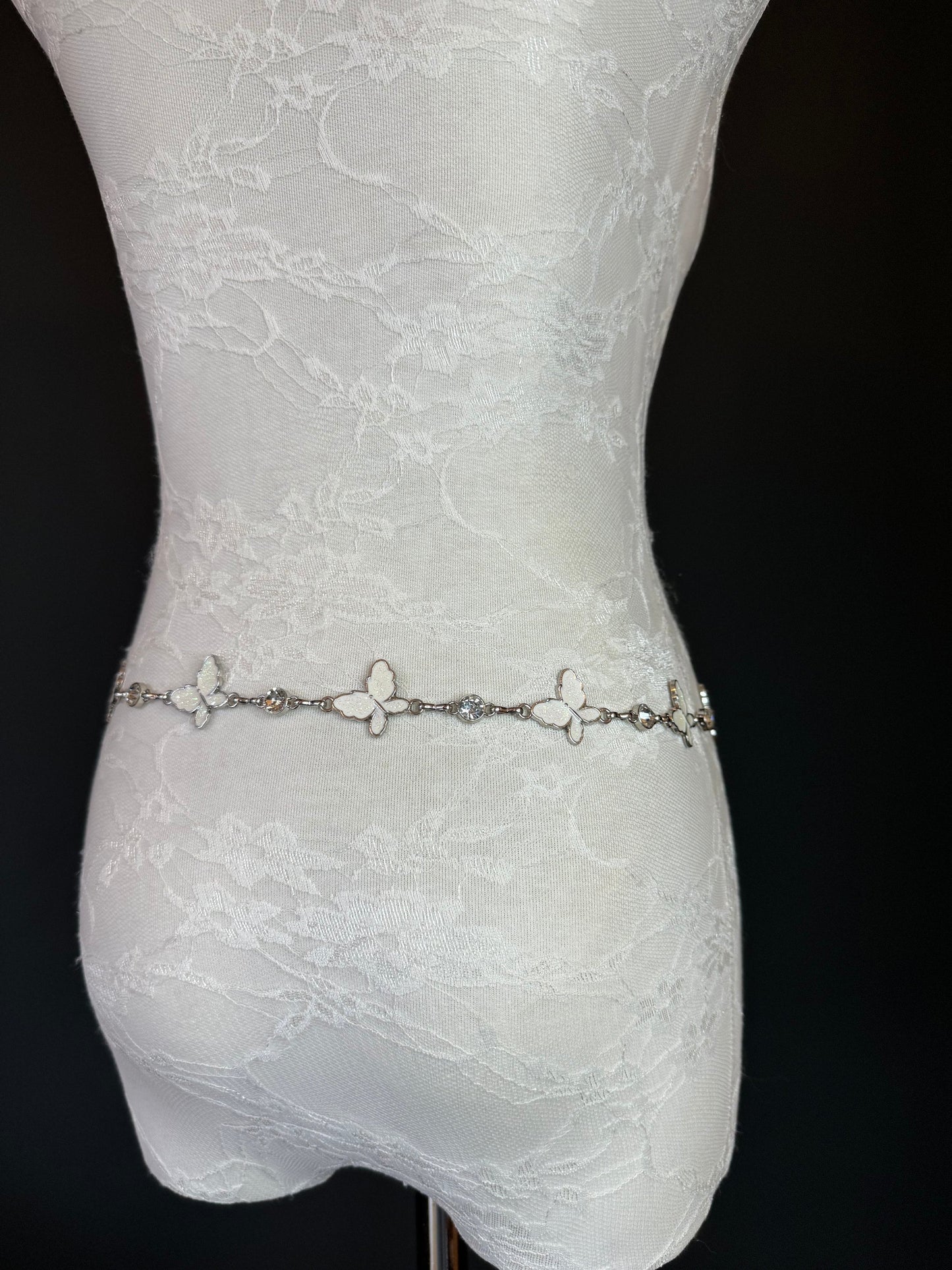 X-long Belt, Butterfly Silver Colour Metal Belt, Teen Sizes, Size 18”-60”, Fan Design, Fan Collection, Gift, Fashion Accessory, Swimwear