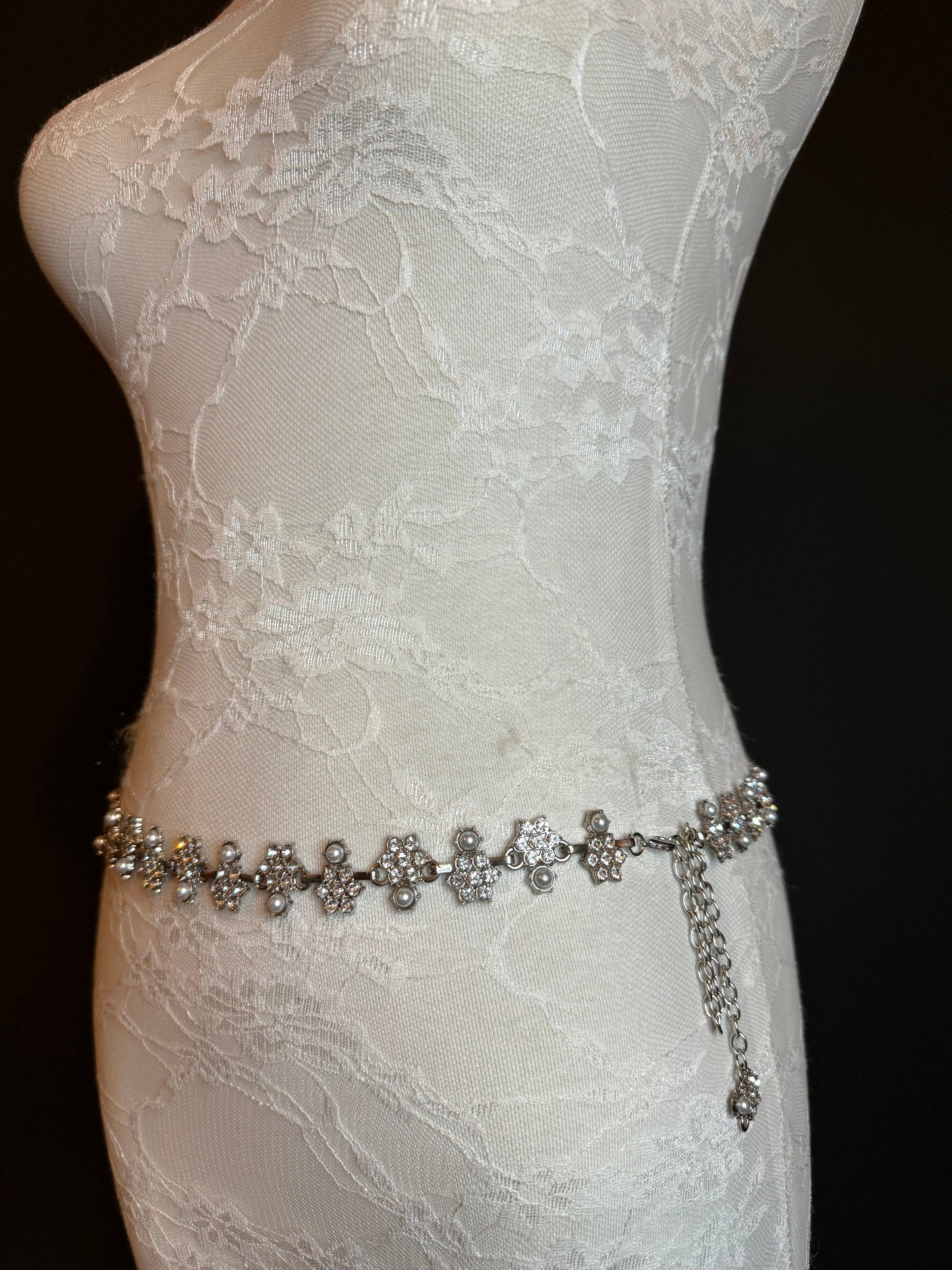 X-Long Belt, Jewel Rhinestone Belt, Chain Belt, Vintage Style Belt, Diamante Pearl Belt, Belt, Gift, Quality Belt, Elegant, Bridal Belt