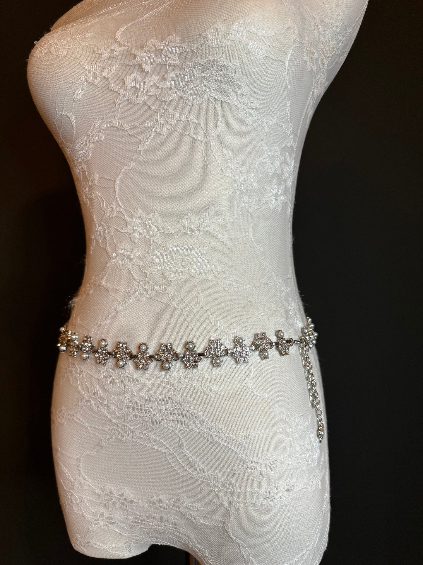 X-Long Belt, Jewel Rhinestone Belt, Chain Belt, Vintage Style Belt, Diamante Pearl Belt, Belt, Gift, Quality Belt, Elegant, Bridal Belt