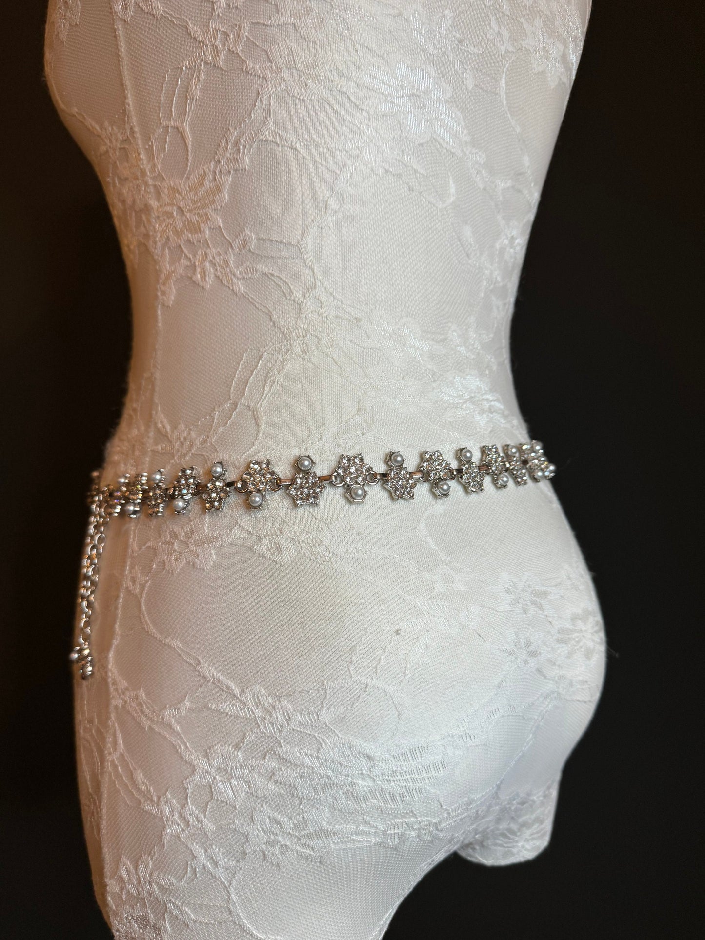 X-Long Belt, Jewel Rhinestone Belt, Chain Belt, Vintage Style Belt, Diamante Pearl Belt, Belt, Gift, Quality Belt, Elegant, Bridal Belt