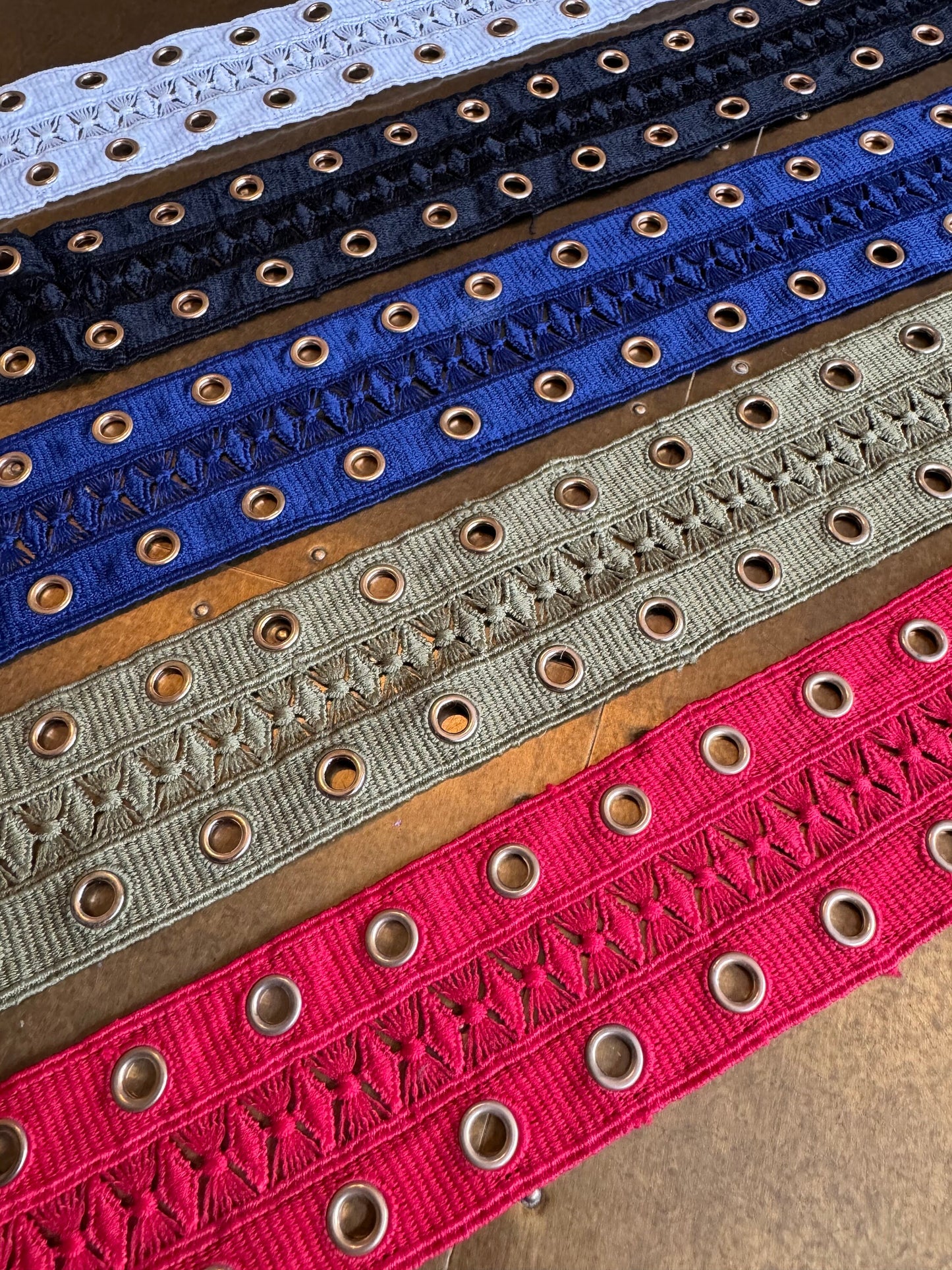 Double Eyelet Tape, Ivory, Black, Navy, Khaki, Red, Gold Eyelets, Tape with Eyelets, Tape, Dresses, Tops, 5.5cm Wide Tape,Sewing Eyelet Tape