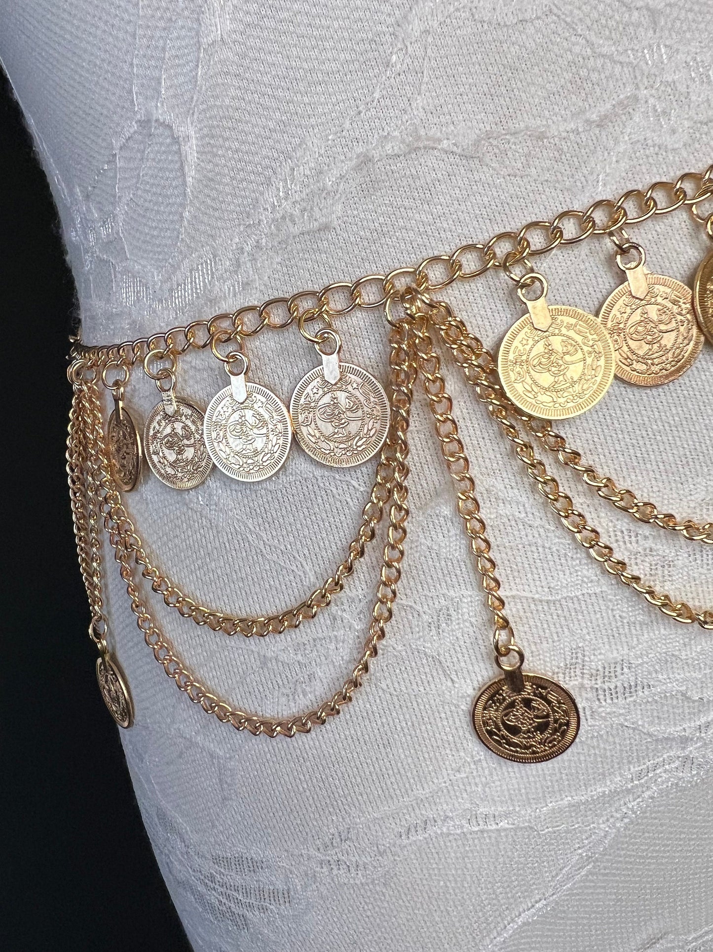 Belly Chain, Gold Silver, Coin detail 18-40 inch, Festvial, Dance, Belly Chain Belt, Dance, Custume, Handmade