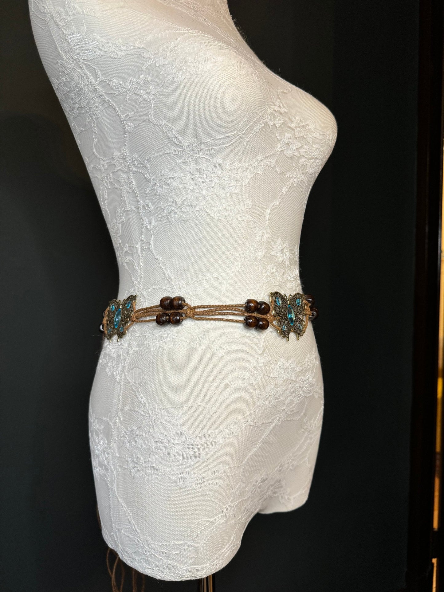 X-Long Belt, Jewel Boho Rhinestone Belt, Cord Belt, Vintage Style Belt, Diamante Belt, Butterfly Belt, Gift, Quality Belt, Swimwear Belt