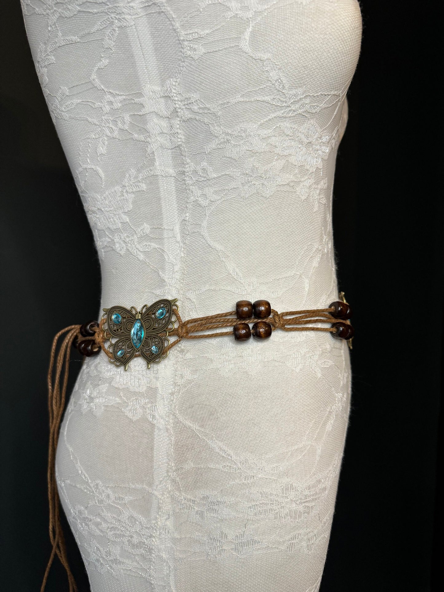 X-Long Belt, Jewel Boho Rhinestone Belt, Cord Belt, Vintage Style Belt, Diamante Belt, Butterfly Belt, Gift, Quality Belt, Swimwear Belt