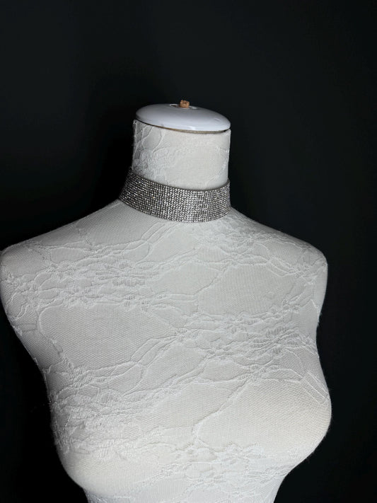 Rhinestone Diamanté 1.5” Wide Choker, 4cm Wide Choker Necklace, Smooth choker, Elegant Choker, Handmade, Dresses, Gift