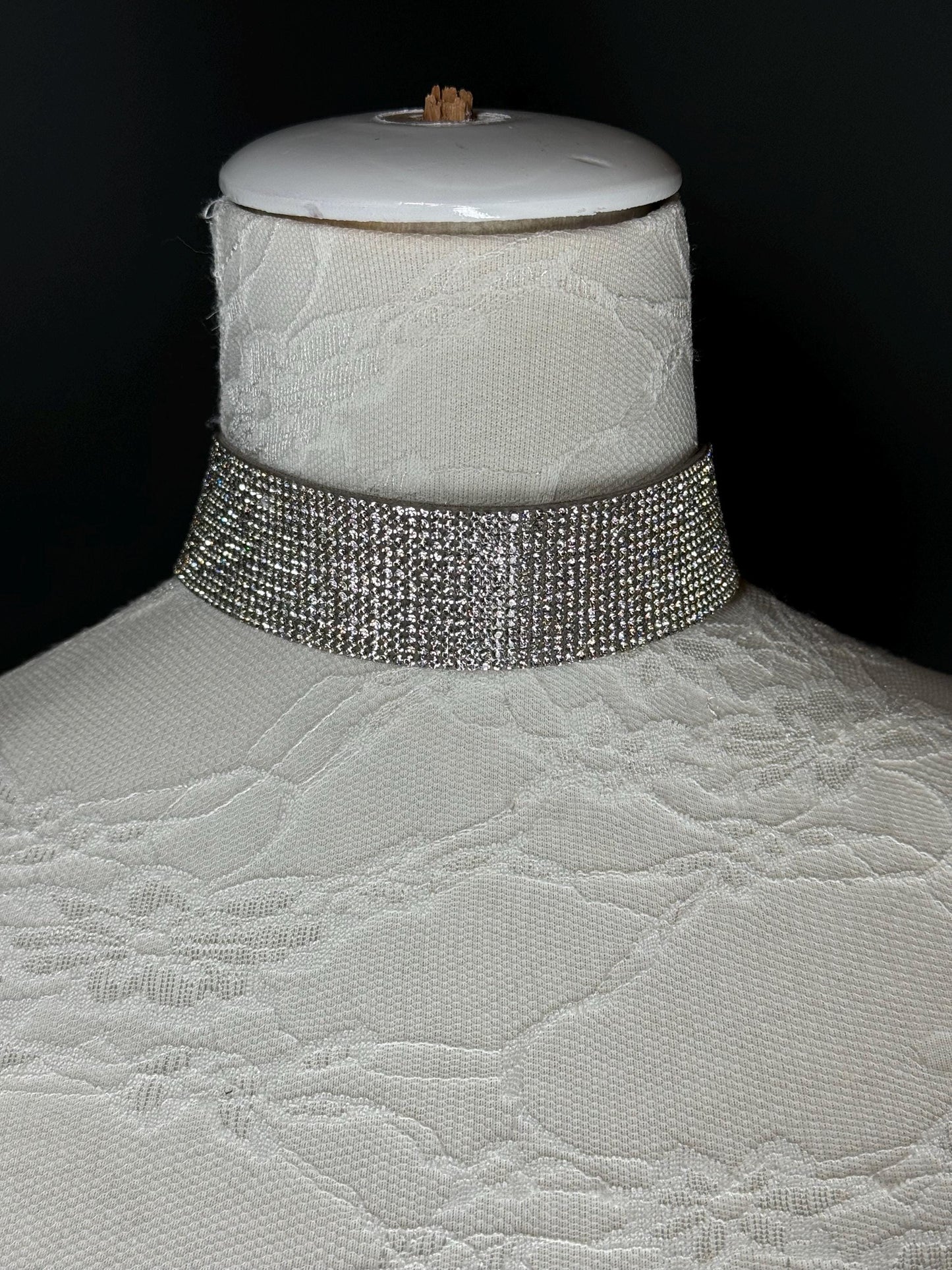 Rhinestone Diamanté 1.5” Wide Choker, 4cm Wide Choker Necklace, Smooth choker, Elegant Choker, Handmade, Dresses, Gift
