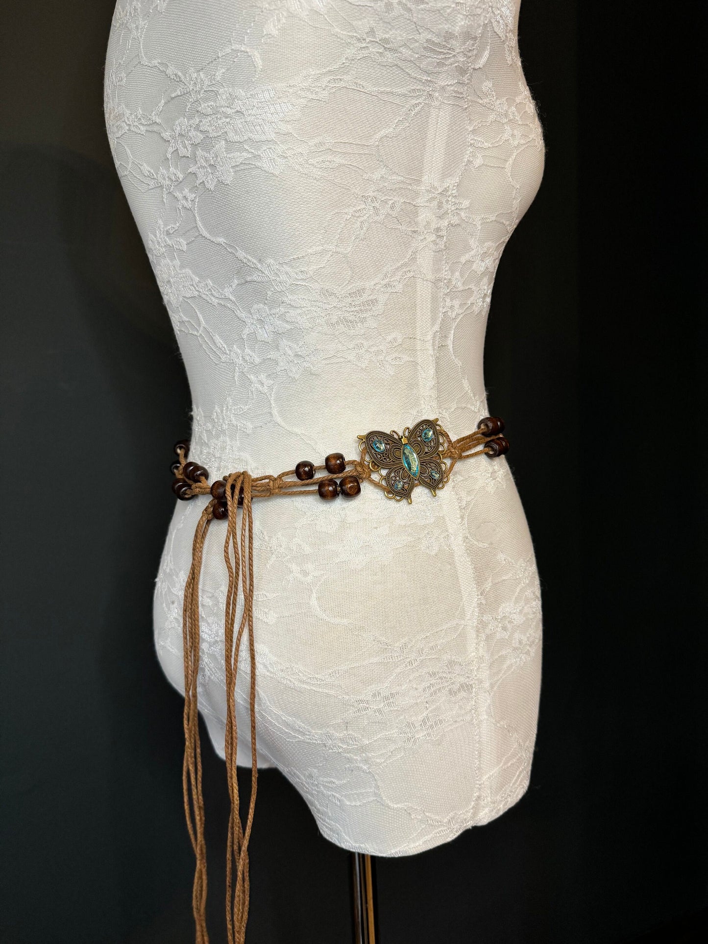 X-Long Belt, Jewel Boho Rhinestone Belt, Cord Belt, Vintage Style Belt, Diamante Belt, Butterfly Belt, Gift, Quality Belt, Swimwear Belt