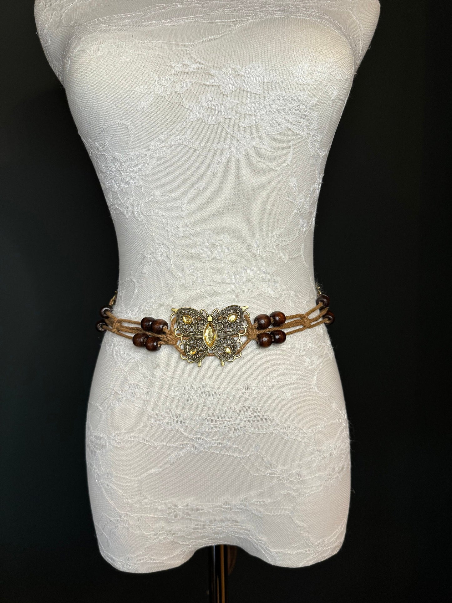 X-Long Belt, Jewel Boho Rhinestone Belt, Cord Belt, Vintage Style Belt, Diamante Belt, Butterfly Belt, Gift, Quality Belt, Swimwear Belt