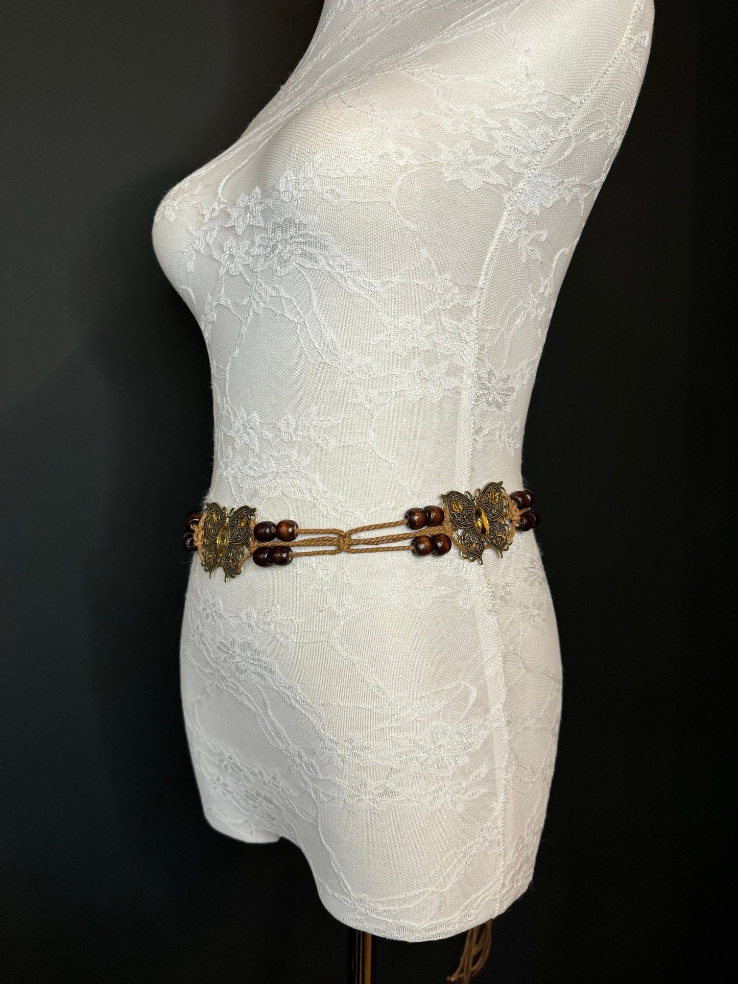 X-Long Belt, Jewel Boho Rhinestone Belt, Cord Belt, Vintage Style Belt, Diamante Belt, Butterfly Belt, Gift, Quality Belt, Swimwear Belt
