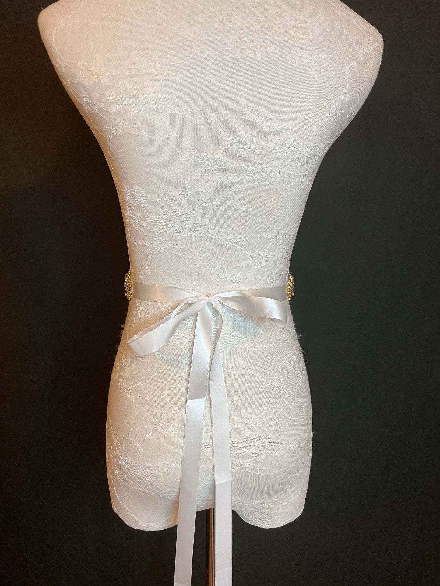 Wedding Belt, Bridal Belt, Sash Belt, Crystal Rhinestone with Silver Base, Ivory Ribbon