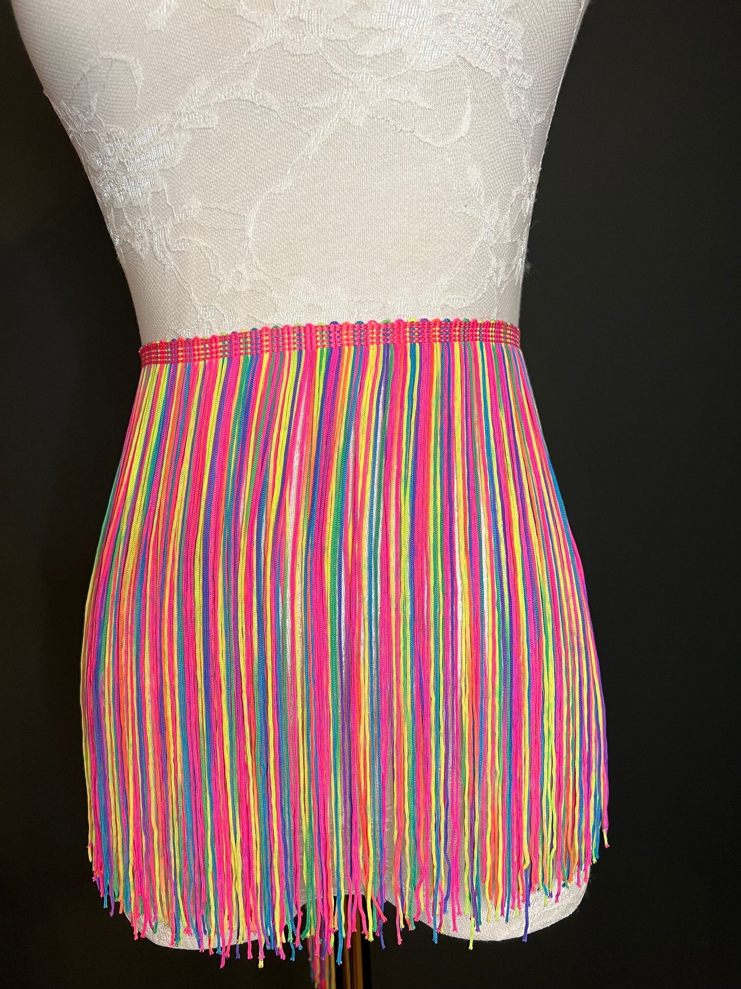 10" Fringe Multicolour, Rainbow Fringe, Dance, Costumes, Fashion, Party, Dress Fringe, 25cm, 10 inch