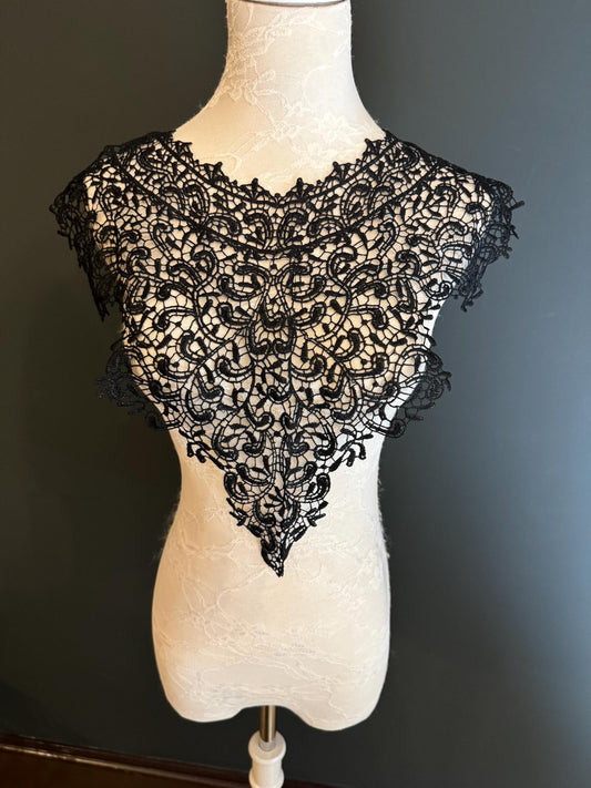 Black Appliqué, Bridal Style, Guipure, Neck trimming, Black Collar, Vintage Style, Sew on, Clothing, Dresses, Art, Crafts, Neck Wear