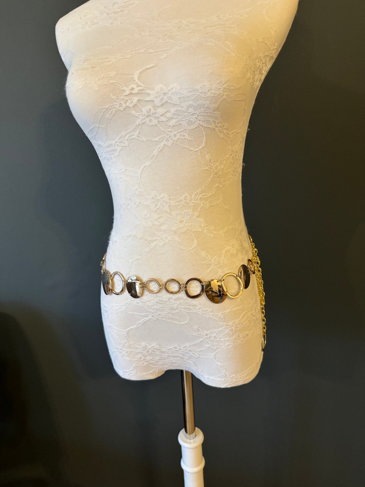 X-long Ring Belt, Metal Ring Belt, Teen Sizes, Size 18”-60”, Fan Design, Fan Collection, Gold, Metal belt, Fashion Accessory