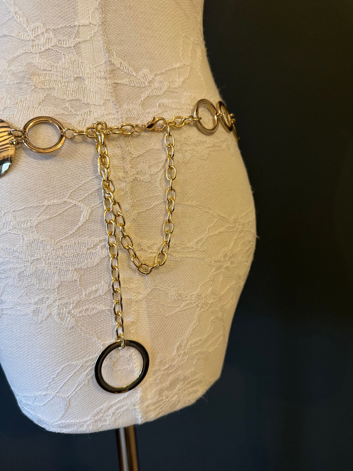 X-long Ring Belt, Metal Ring Belt, Teen Sizes, Size 18”-60”, Fan Design, Fan Collection, Gold, Metal belt, Fashion Accessory