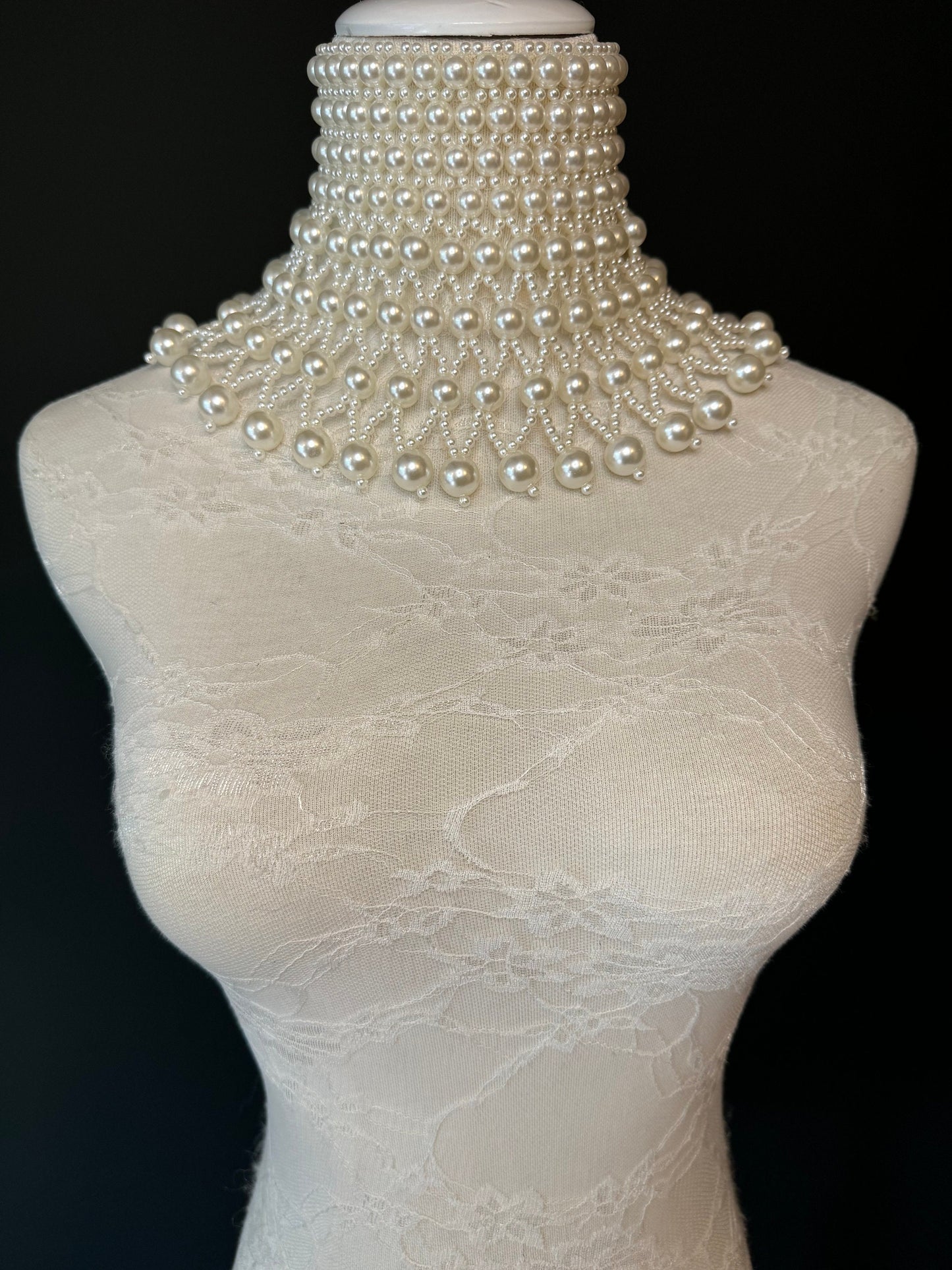 Ivory Pearl Choker Style Shoulder Chain, Bridal Body Jewelry, UK Sizes 6-12