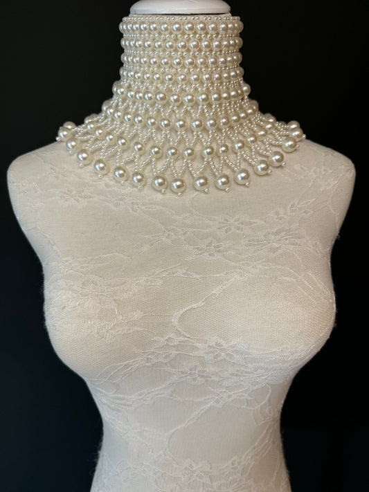 Ivory Pearl Choker Style Shoulder Chain, Bridal Body Jewelry, UK Sizes 6-12