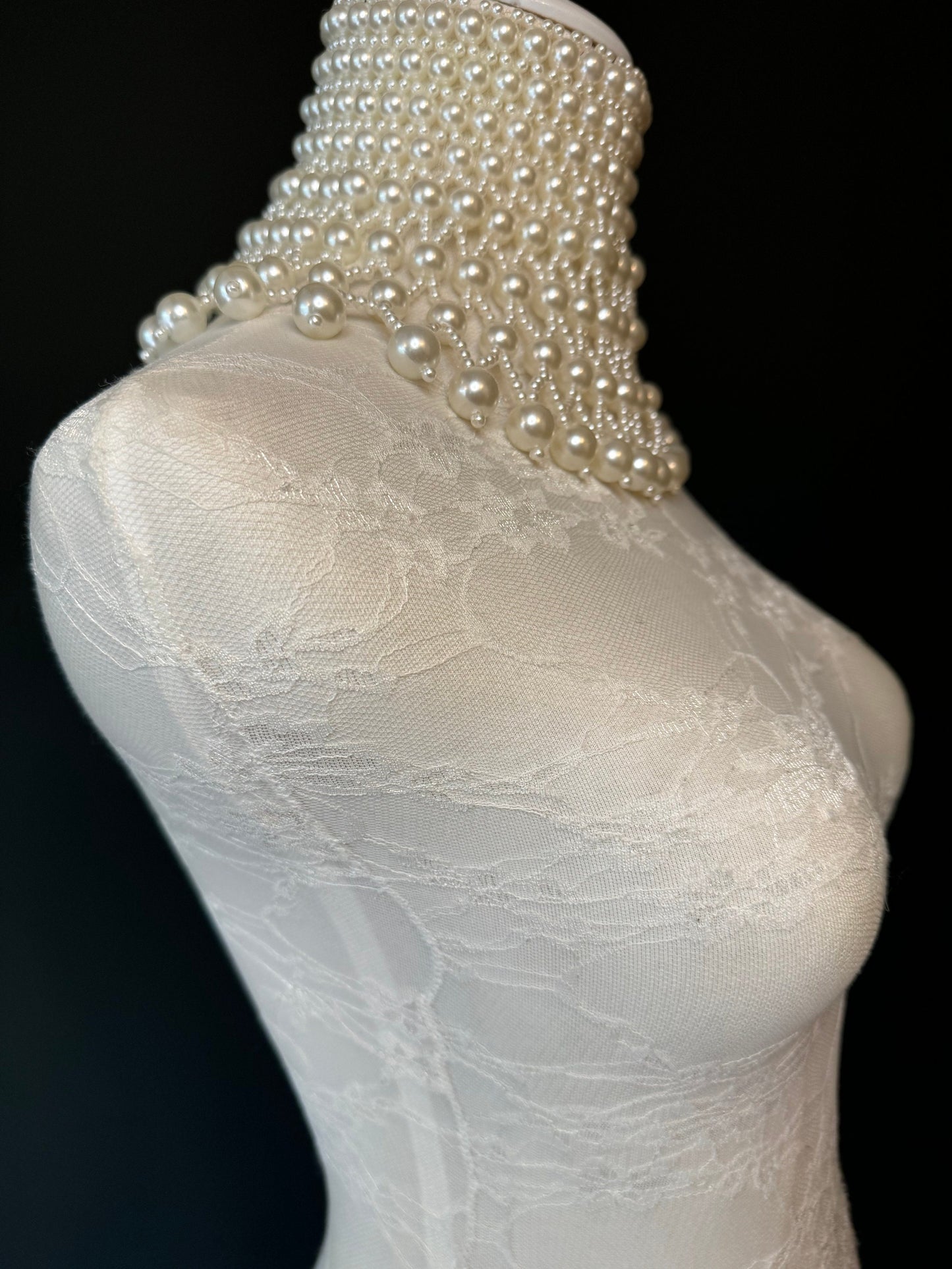 Ivory Pearl Choker Style Shoulder Chain, Bridal Body Jewelry, UK Sizes 6-12