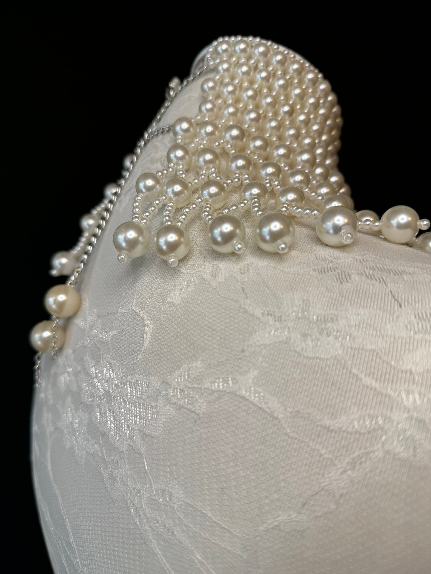 Ivory Pearl Choker Style Shoulder Chain, Bridal Body Jewelry, UK Sizes 6-12