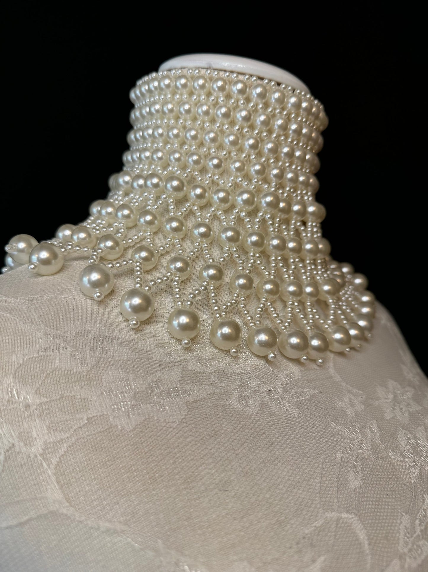Ivory Pearl Choker Style Shoulder Chain, Bridal Body Jewelry, UK Sizes 6-12