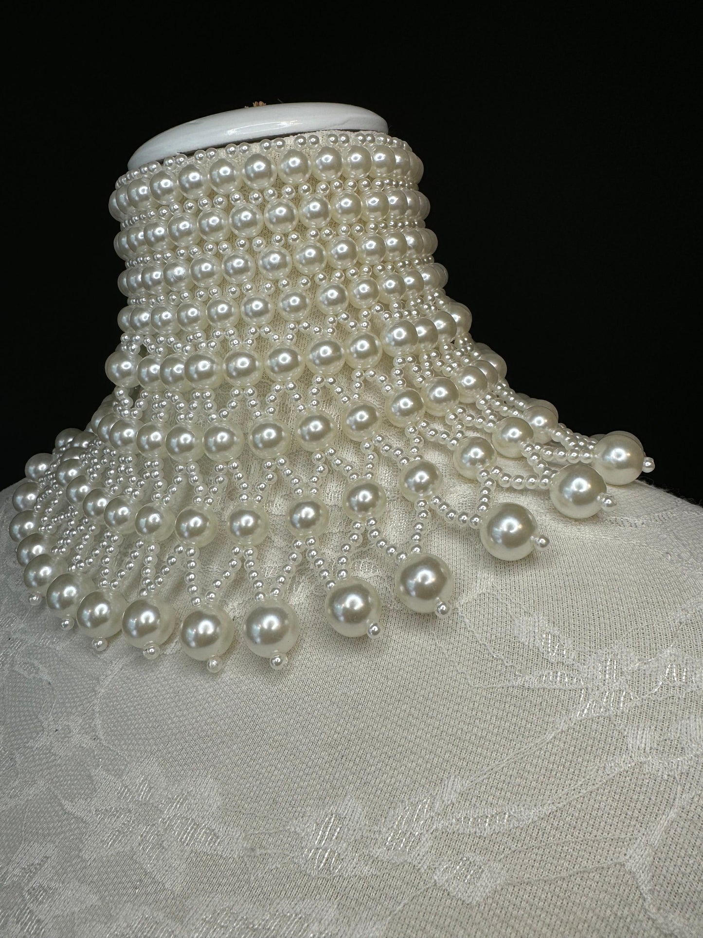 Ivory Pearl Choker Style Shoulder Chain, Bridal Body Jewelry, UK Sizes 6-12