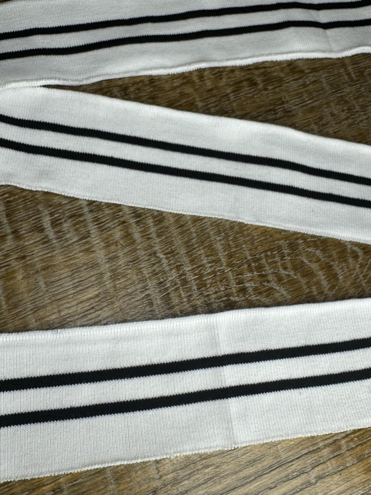 Rib Elastic, Stripe elastic, Quality Elastic Rib, Ivory, Black, Stipes, Easy to sew