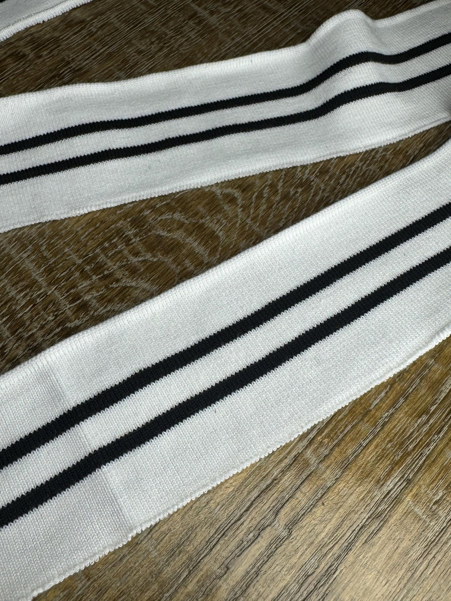 Rib Elastic, Stripe elastic, Quality Elastic Rib, Ivory, Black, Stipes, Easy to sew