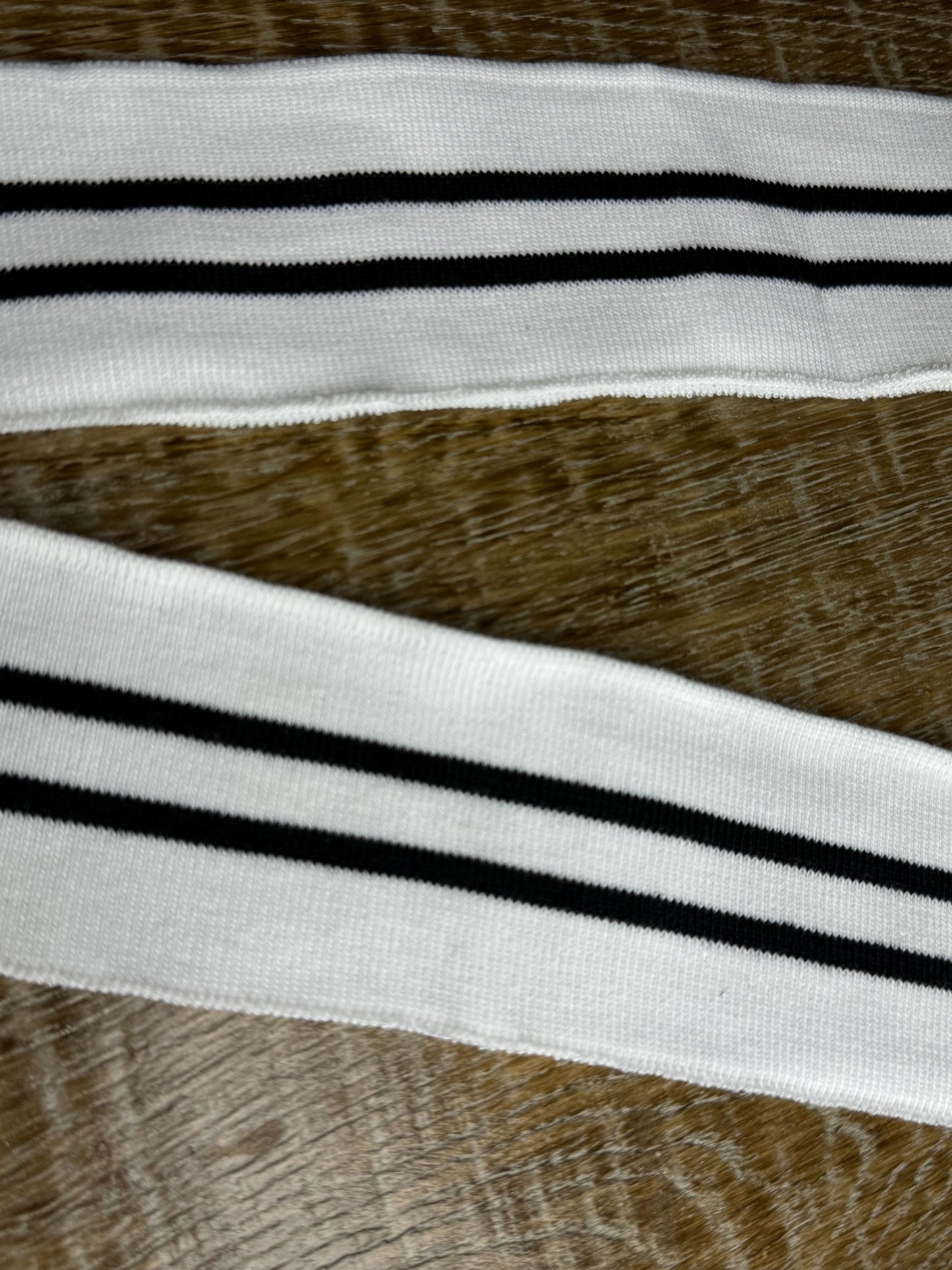 Rib Elastic, Stripe elastic, Quality Elastic Rib, Ivory, Black, Stipes, Easy to sew