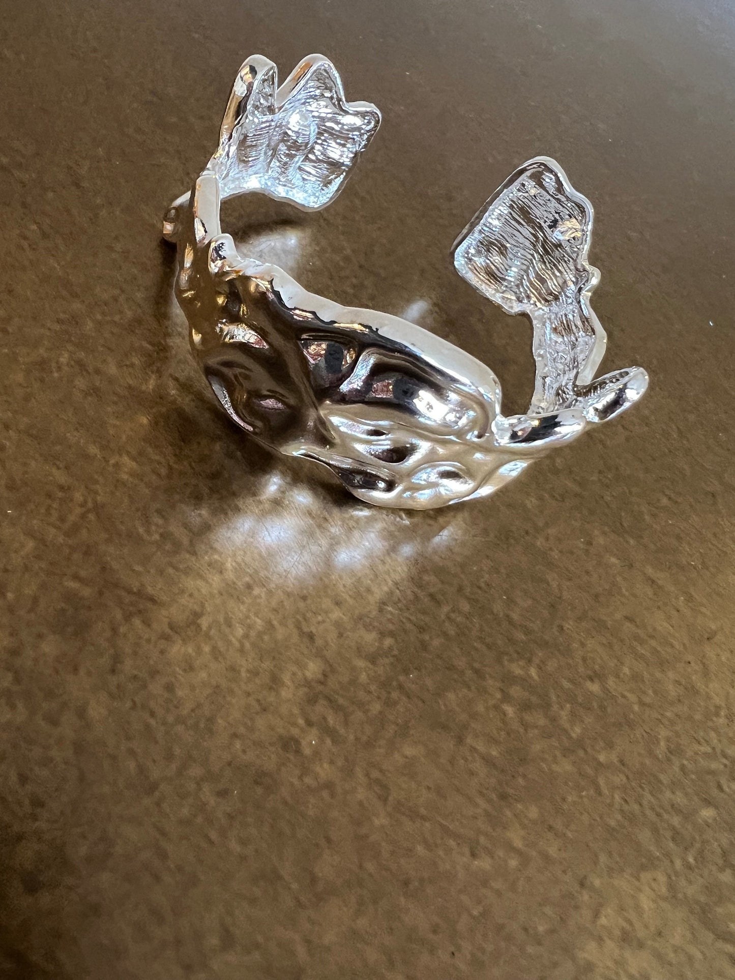 Silver Hammered Metal Cuff Bracelet FAN Accessory