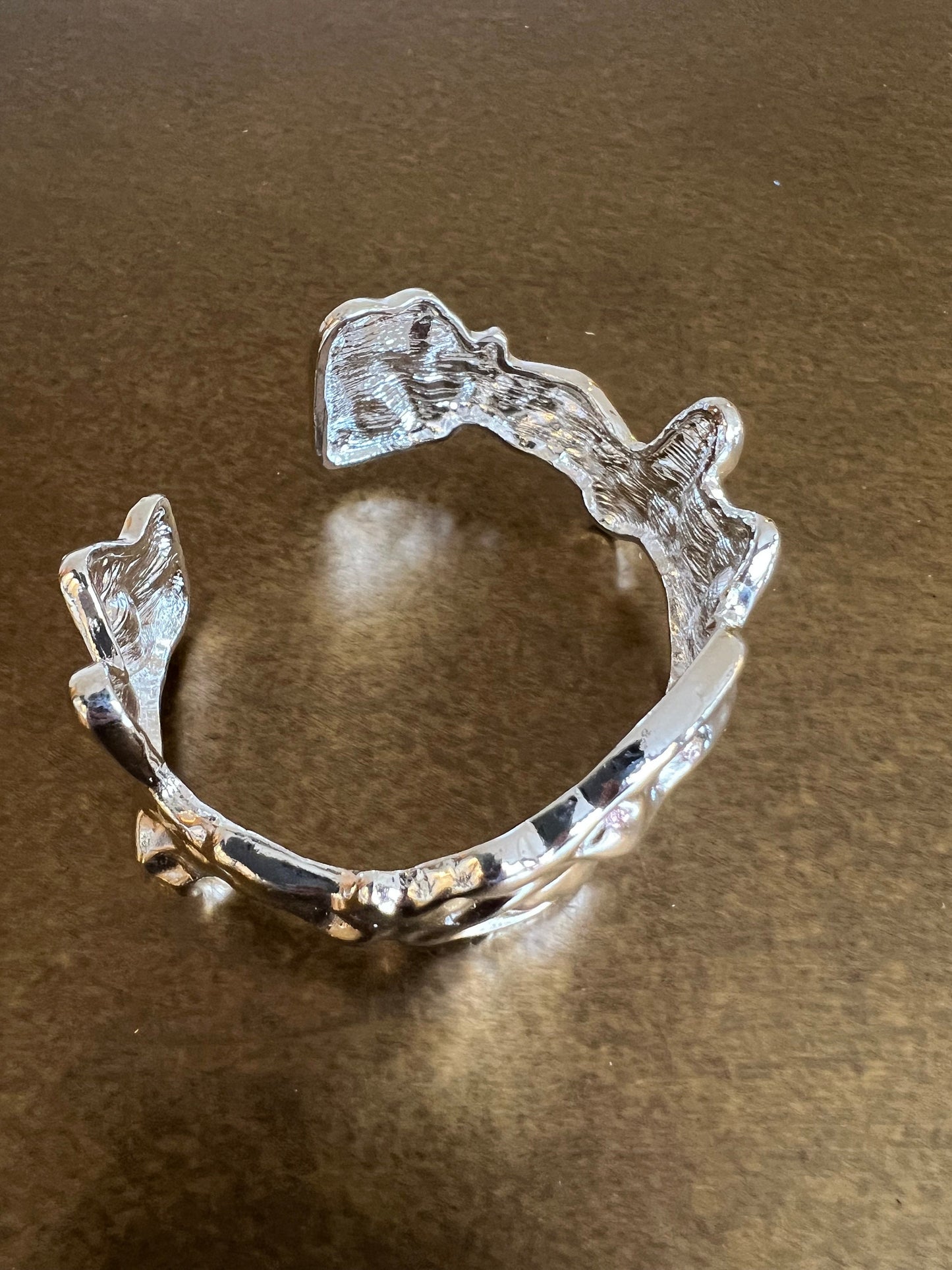 Silver Hammered Metal Cuff Bracelet FAN Accessory