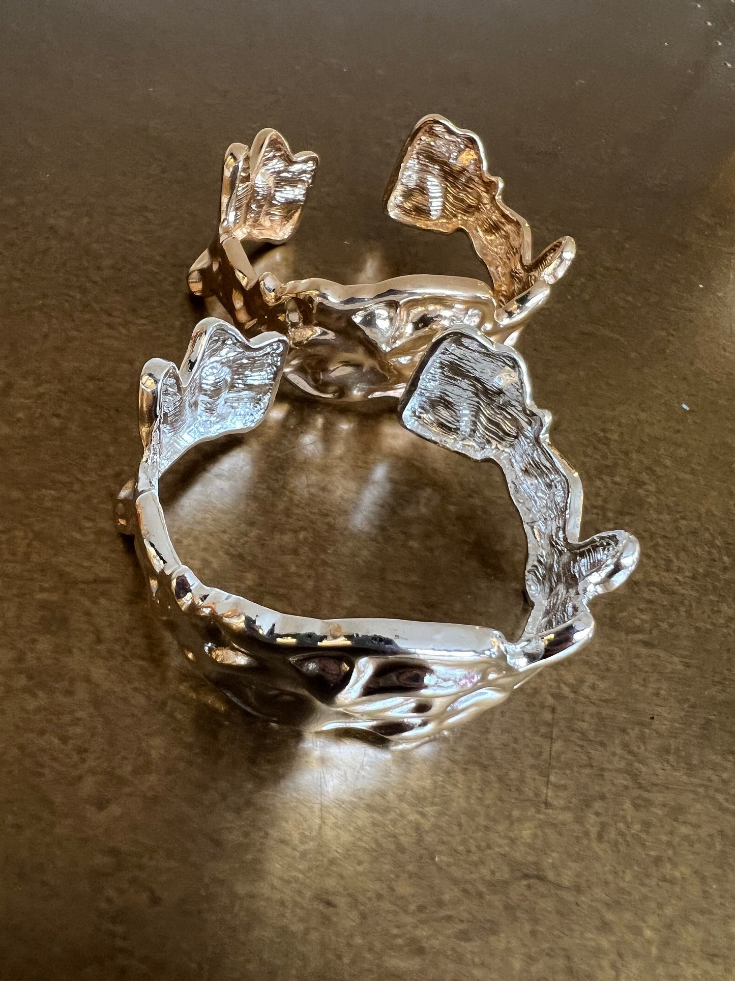Silver Hammered Metal Cuff Bracelet FAN Accessory