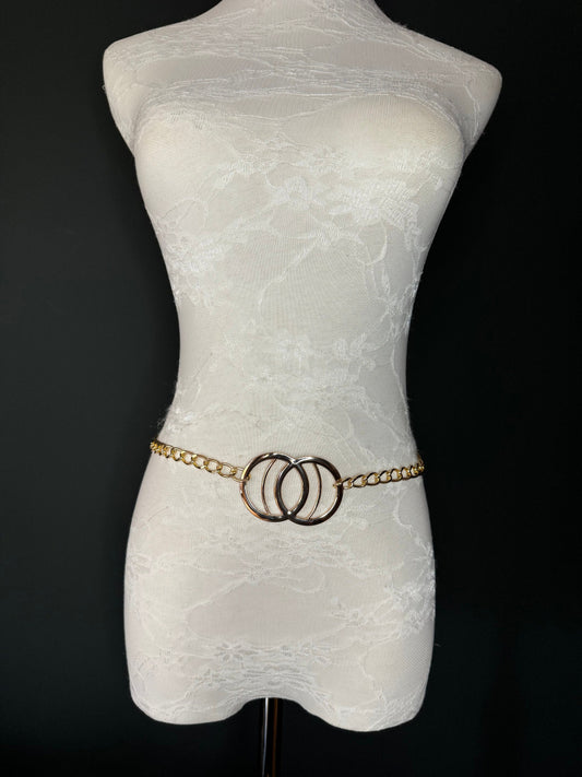 X-long Belt, High Quality Ring Belt, Gold Metal Ring & Chain Belt, Chain Belt, Fashion Belt, Plus Sizes 18”-60”, FAN Design Exclusive