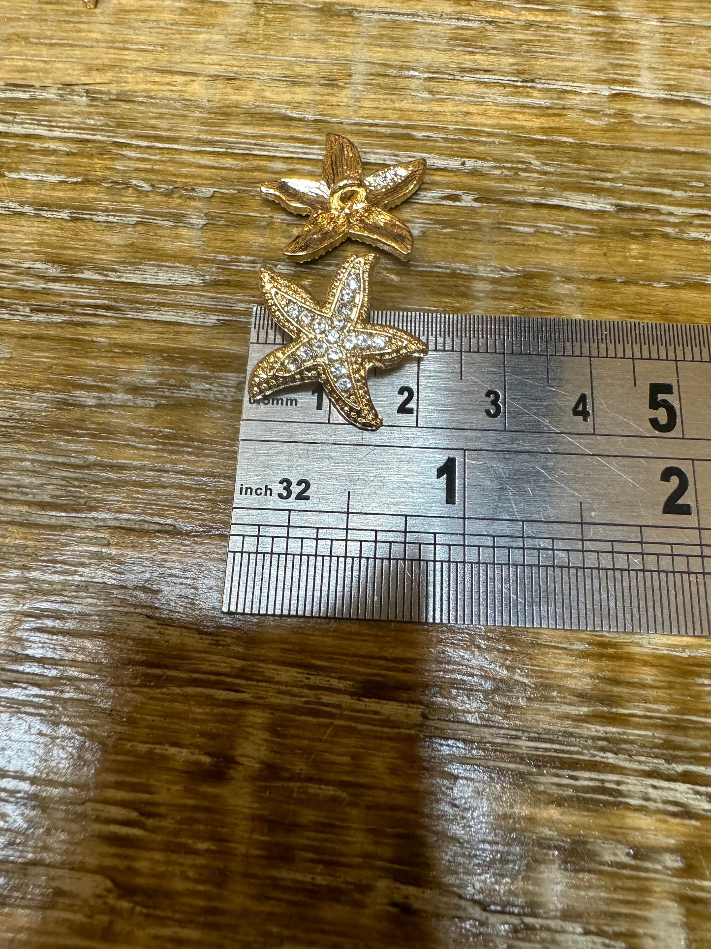 Starfish Rhinestone Shank Buttons, Silver or Gold Finish, Handmade Embellishments 20-30mm size