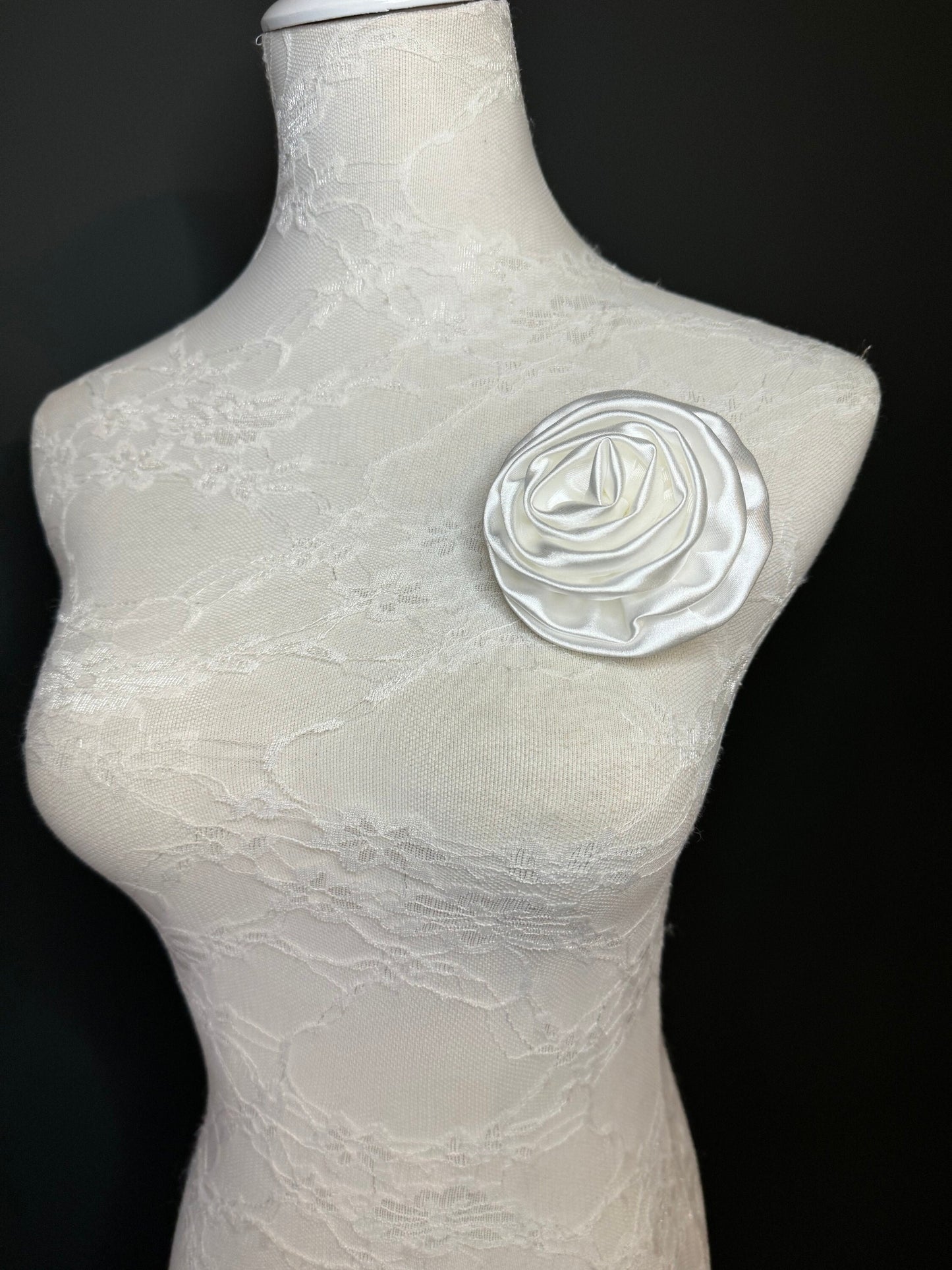 Satin Corsage Flower Pin, Bridal Accessory, 5” Wide