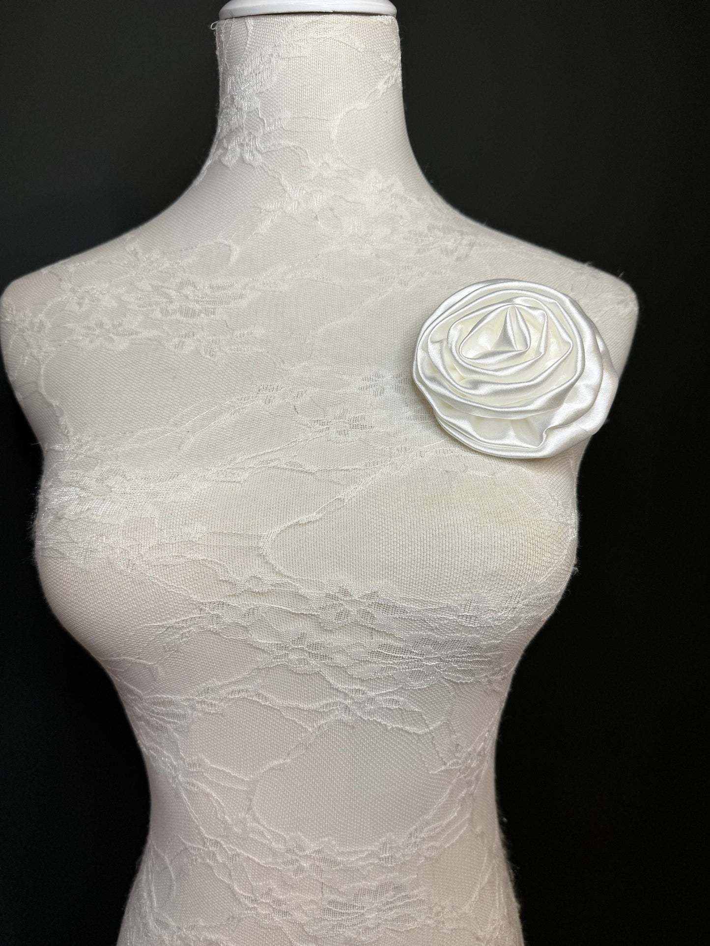 Satin Corsage Flower Pin, Bridal Accessory, 5” Wide
