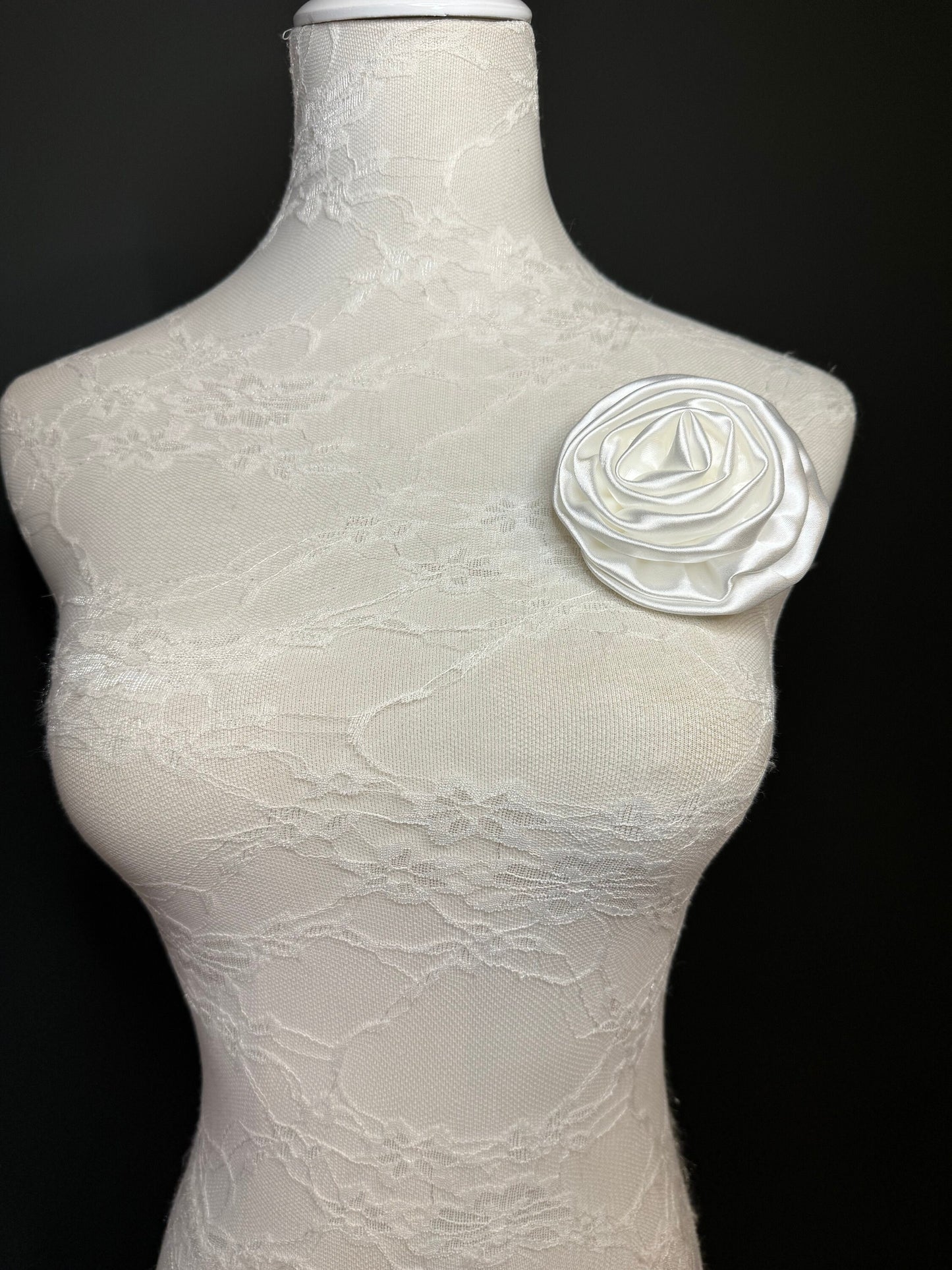 Satin Corsage Flower Pin, Bridal Accessory, 5” Wide