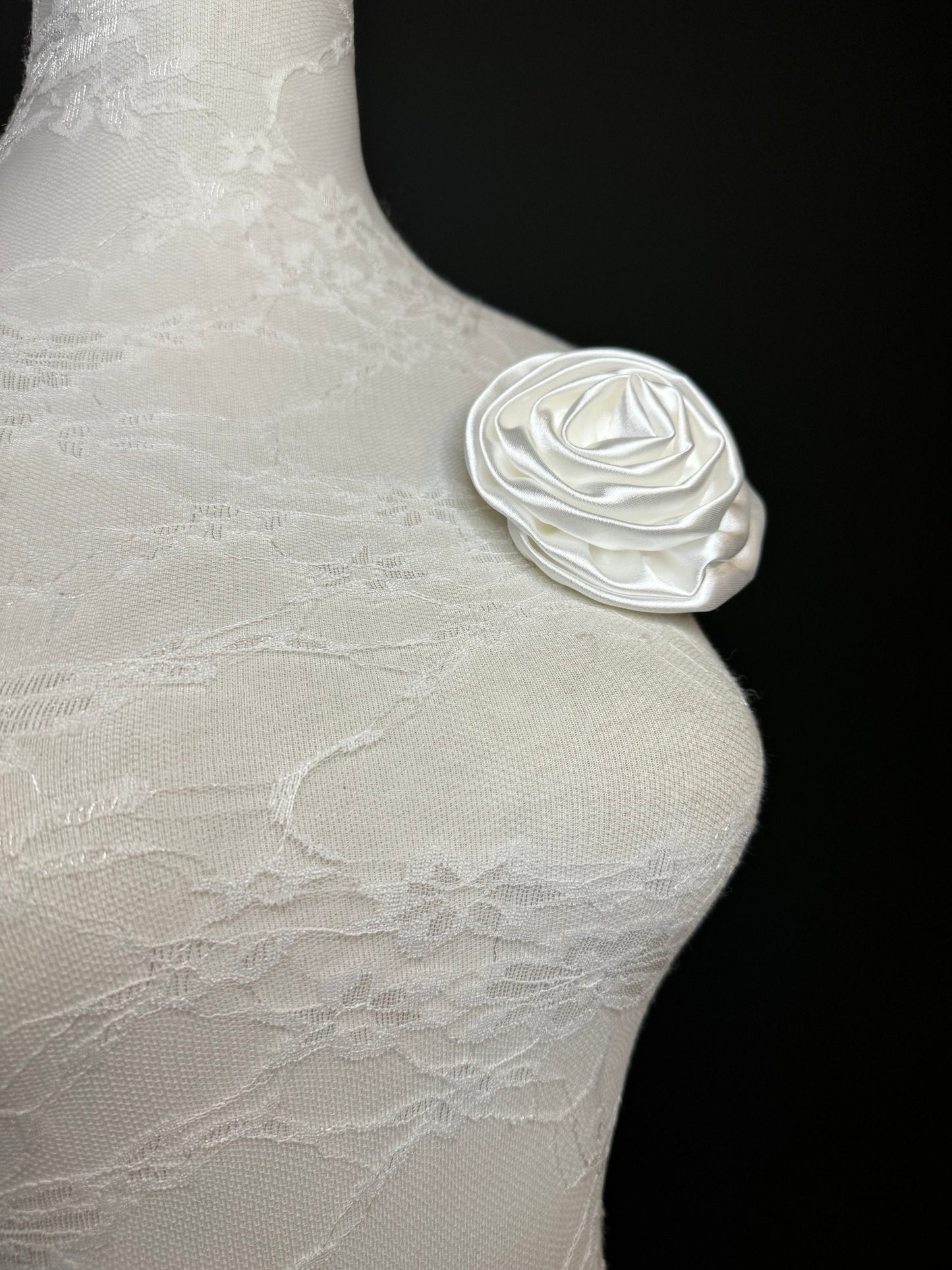 Satin Corsage Flower Pin, Bridal Accessory, 5” Wide
