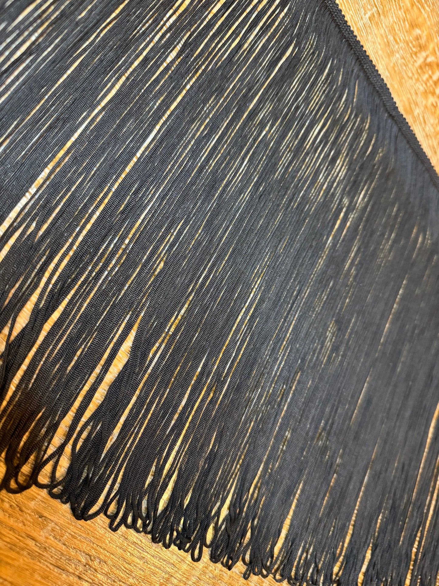12” wide STRETCH fringe, elegant fringe, black, quality fringe trimming, Rayon Quality fringe, UK made Very High Quality, Furnishing, Dance