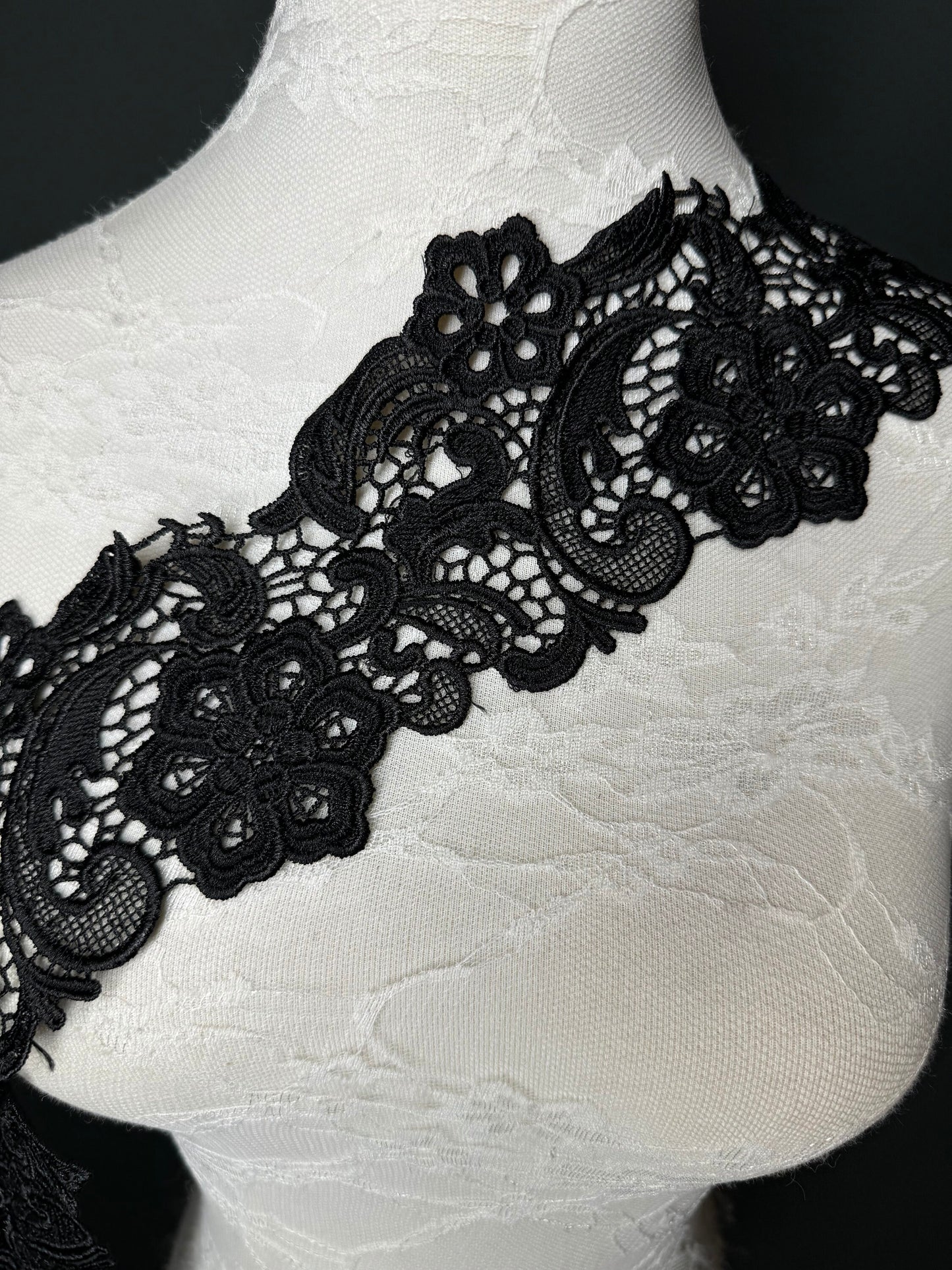 Column Lace Trim, Black, Lace, Soft Lace, 10cm (4”) Wide, Quality Lace, Dresses, Clothing, Craft Lace, Tops, Dresses, Lingerie