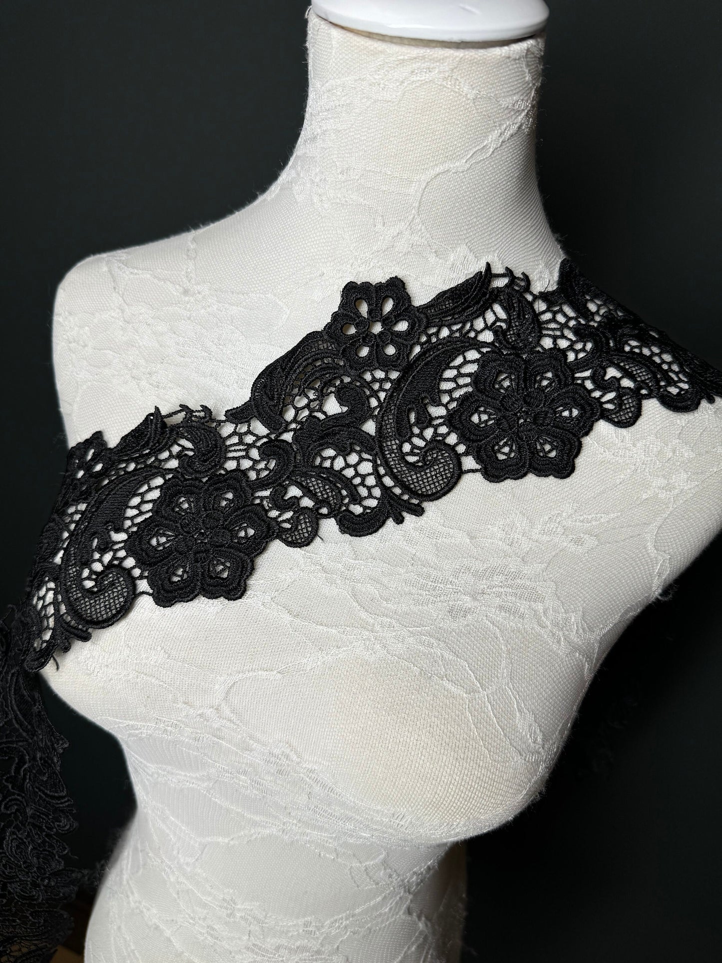 Column Lace Trim, Black, Lace, Soft Lace, 10cm (4”) Wide, Quality Lace, Dresses, Clothing, Craft Lace, Tops, Dresses, Lingerie