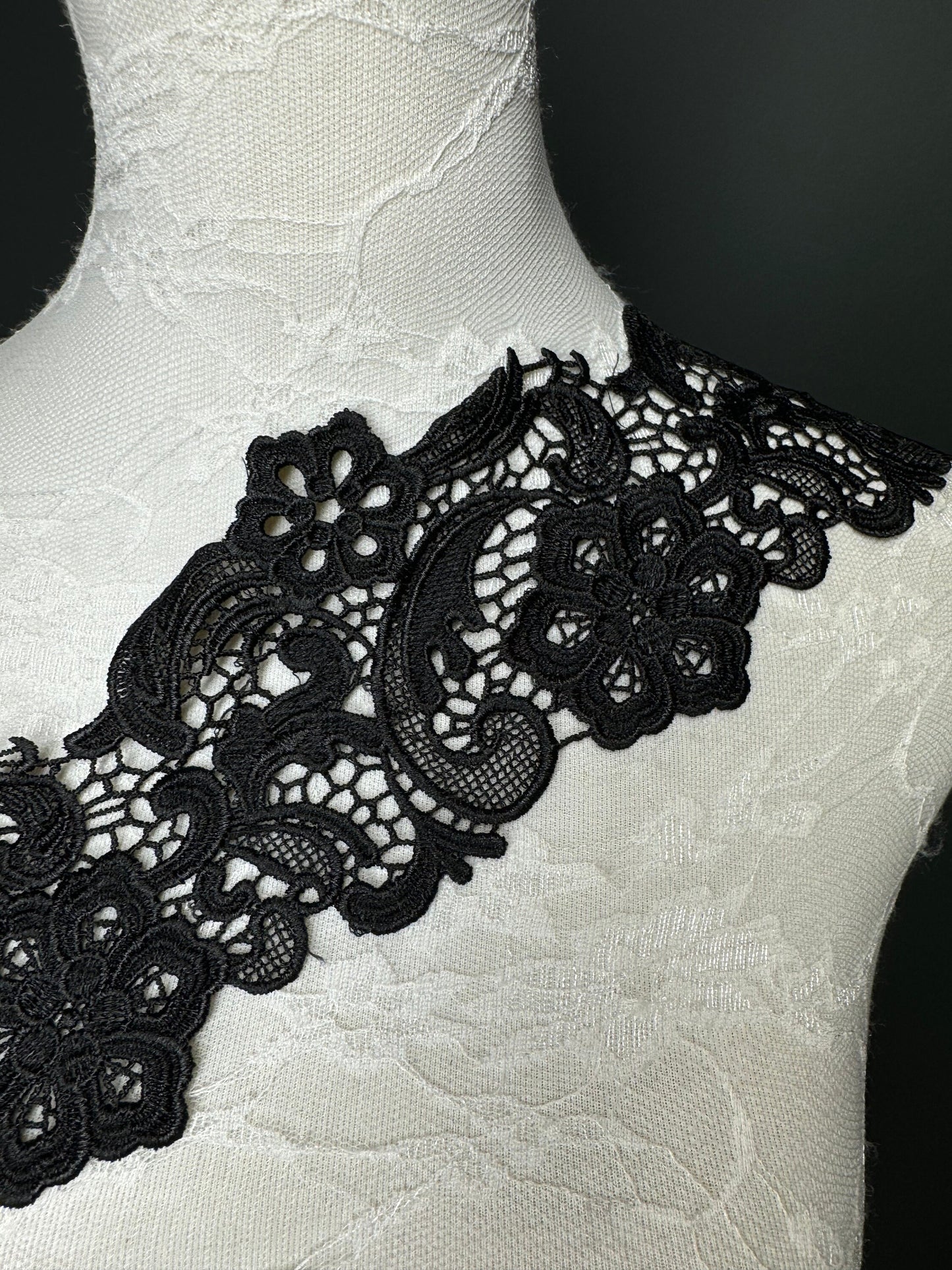 Column Lace Trim, Black, Lace, Soft Lace, 10cm (4”) Wide, Quality Lace, Dresses, Clothing, Craft Lace, Tops, Dresses, Lingerie