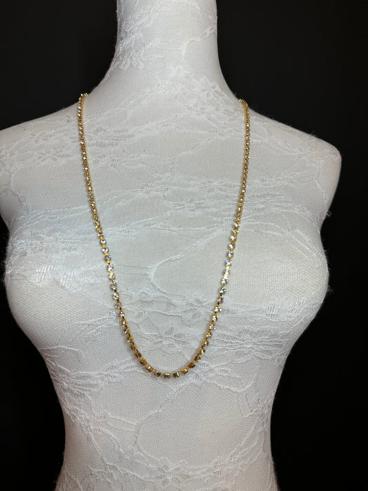 Rhinestone Diamante Necklace, Gold Metal Base - Gold, Quality Necklace, Necklace, High Quality, FAN Collection