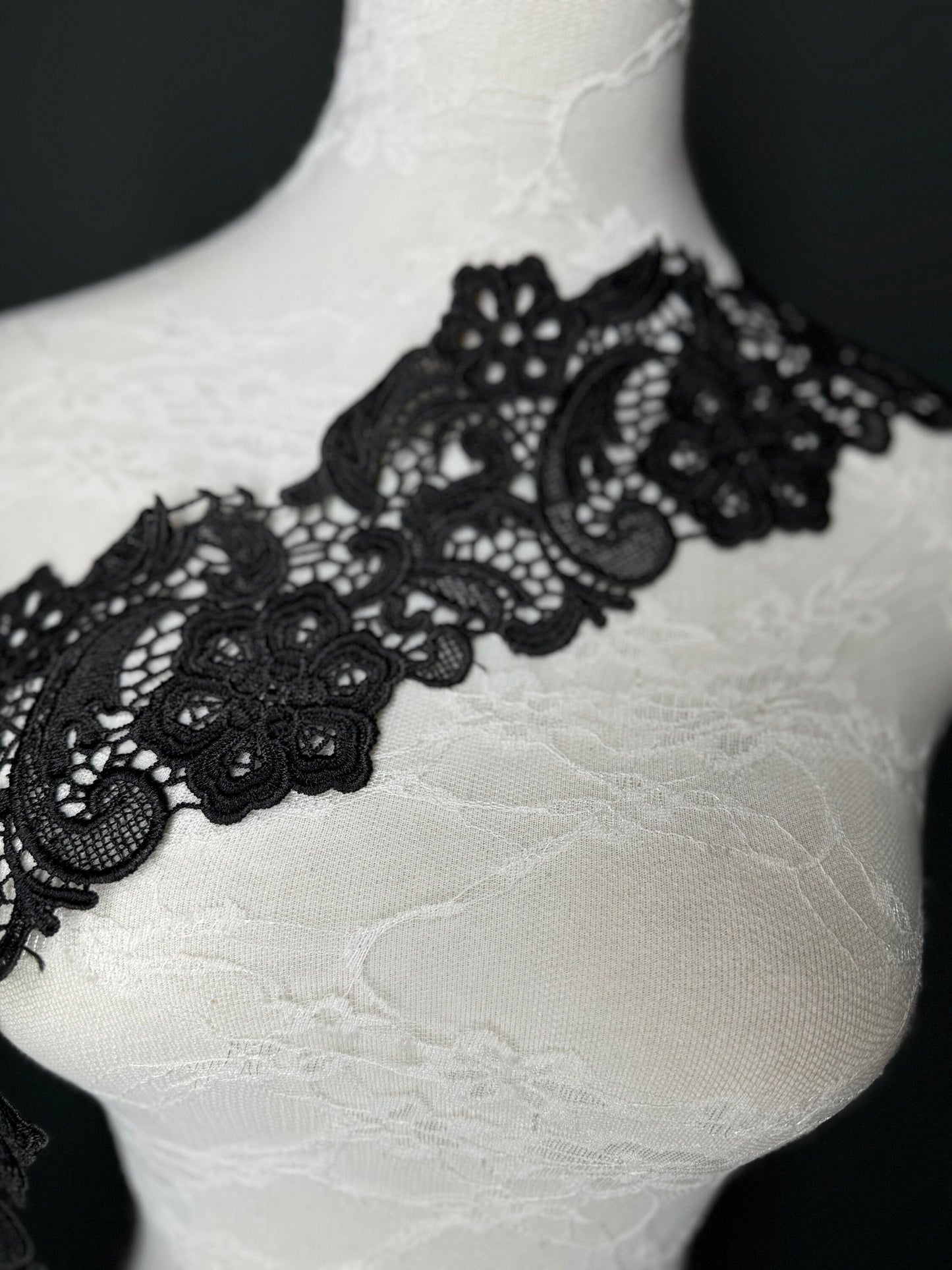 Column Lace Trim, Black, Lace, Soft Lace, 10cm (4”) Wide, Quality Lace, Dresses, Clothing, Craft Lace, Tops, Dresses, Lingerie