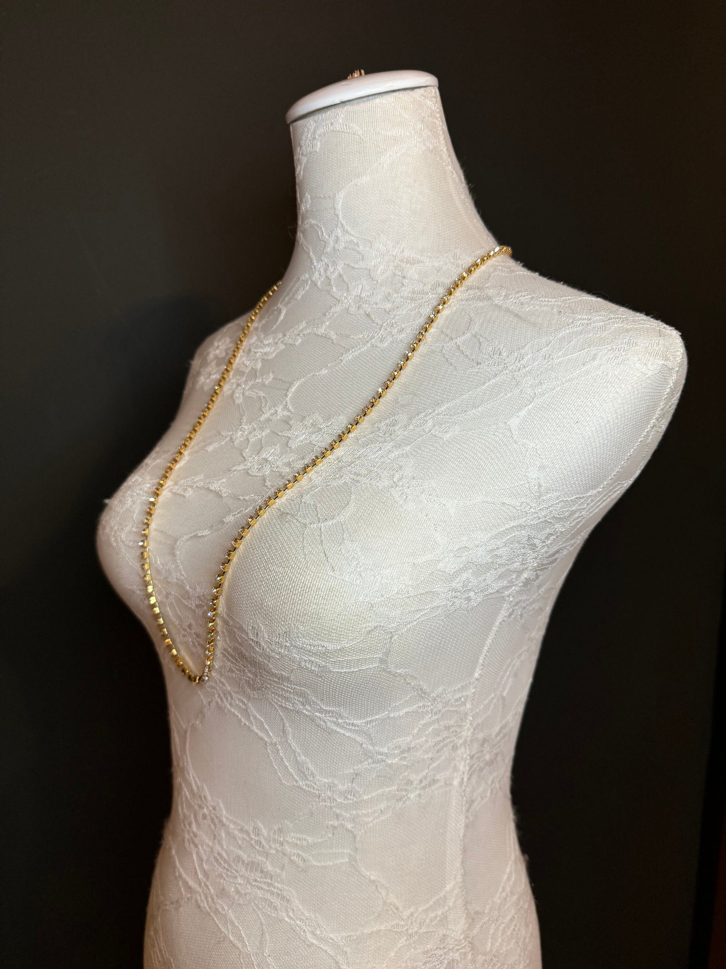 Rhinestone Diamante Necklace, Gold Metal Base - Gold, Quality Necklace, Necklace, High Quality, FAN Collection