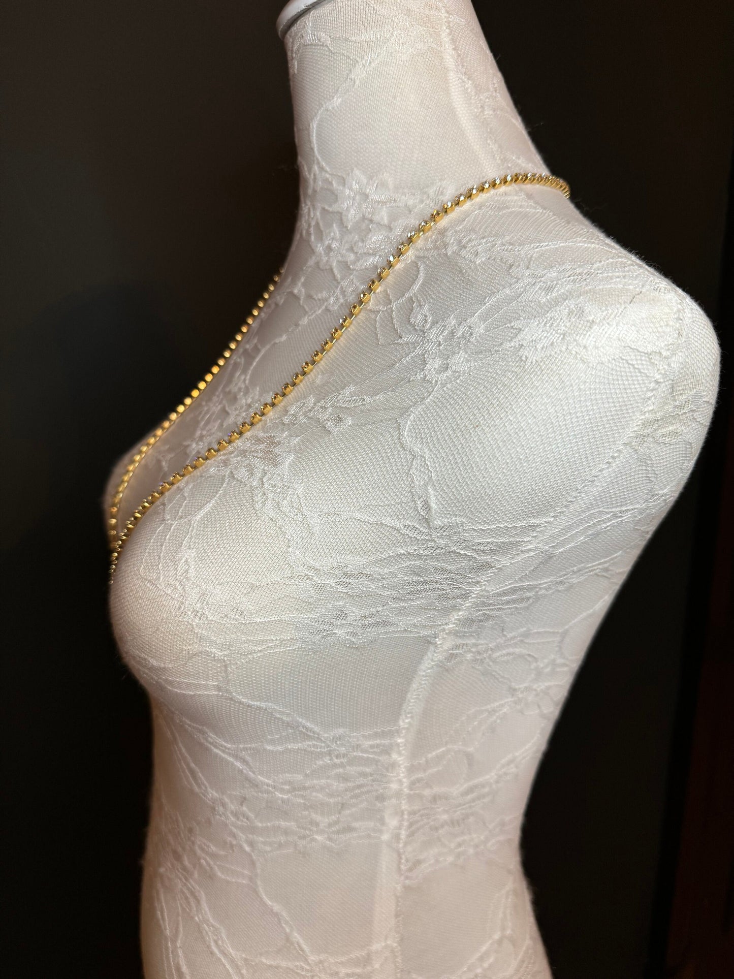 Rhinestone Diamante Necklace, Gold Metal Base - Gold, Quality Necklace, Necklace, High Quality, FAN Collection