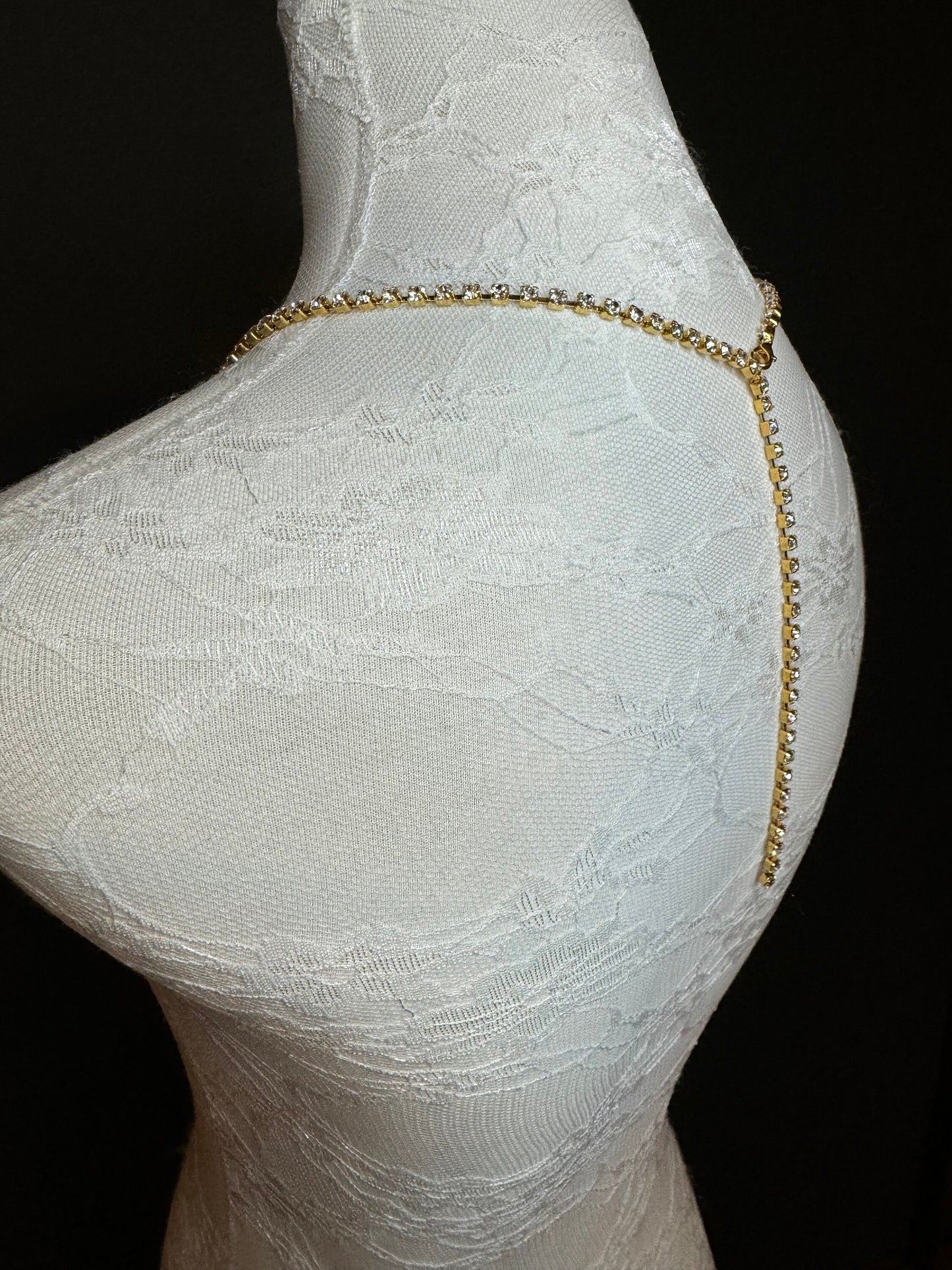 Rhinestone Diamante Necklace, Gold Metal Base - Gold, Quality Necklace, Necklace, High Quality, FAN Collection