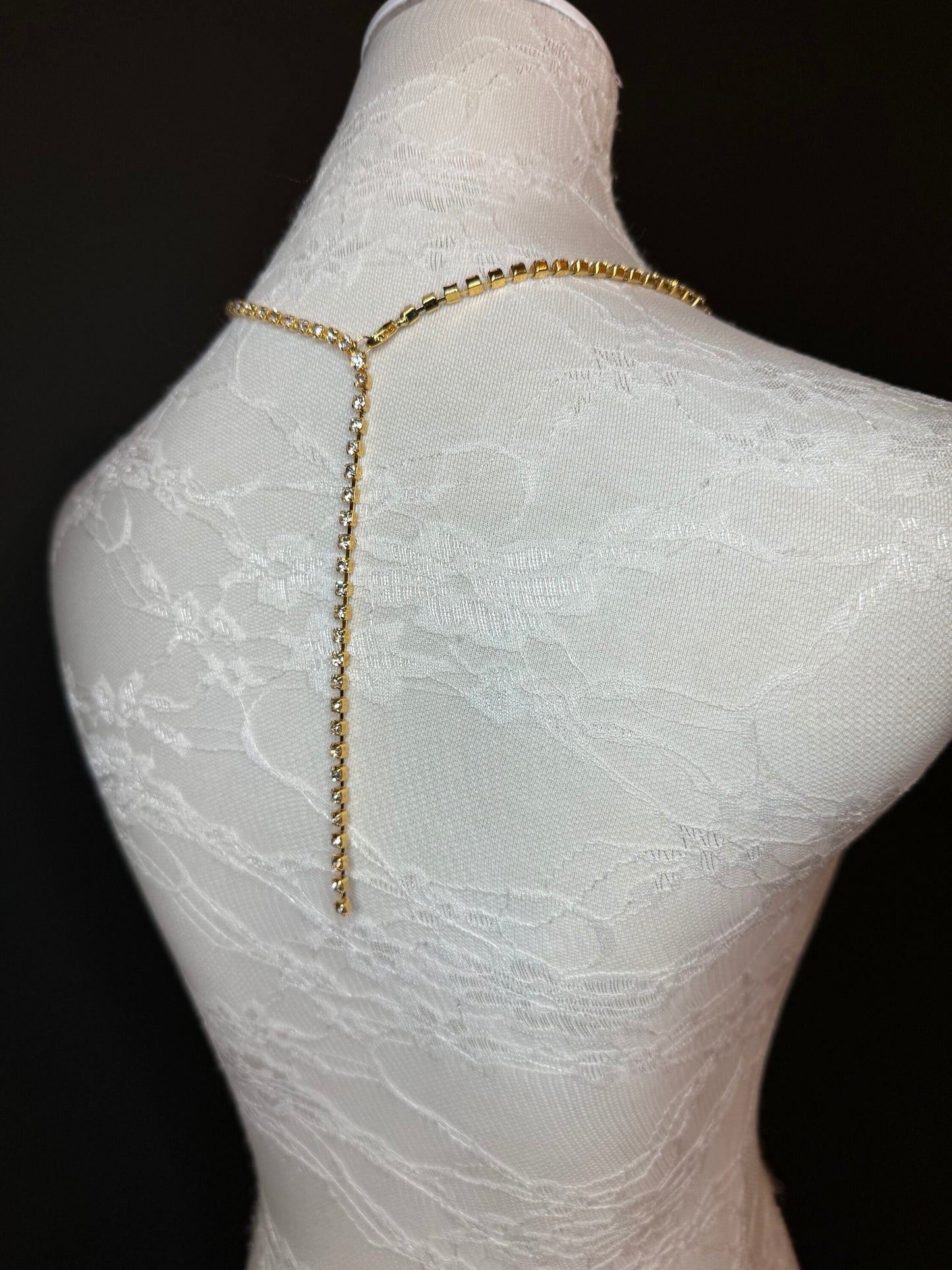 Rhinestone Diamante Necklace, Gold Metal Base - Gold, Quality Necklace, Necklace, High Quality, FAN Collection