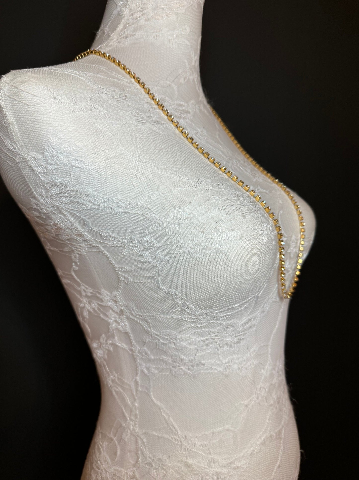 Rhinestone Diamante Necklace, Gold Metal Base - Gold, Quality Necklace, Necklace, High Quality, FAN Collection